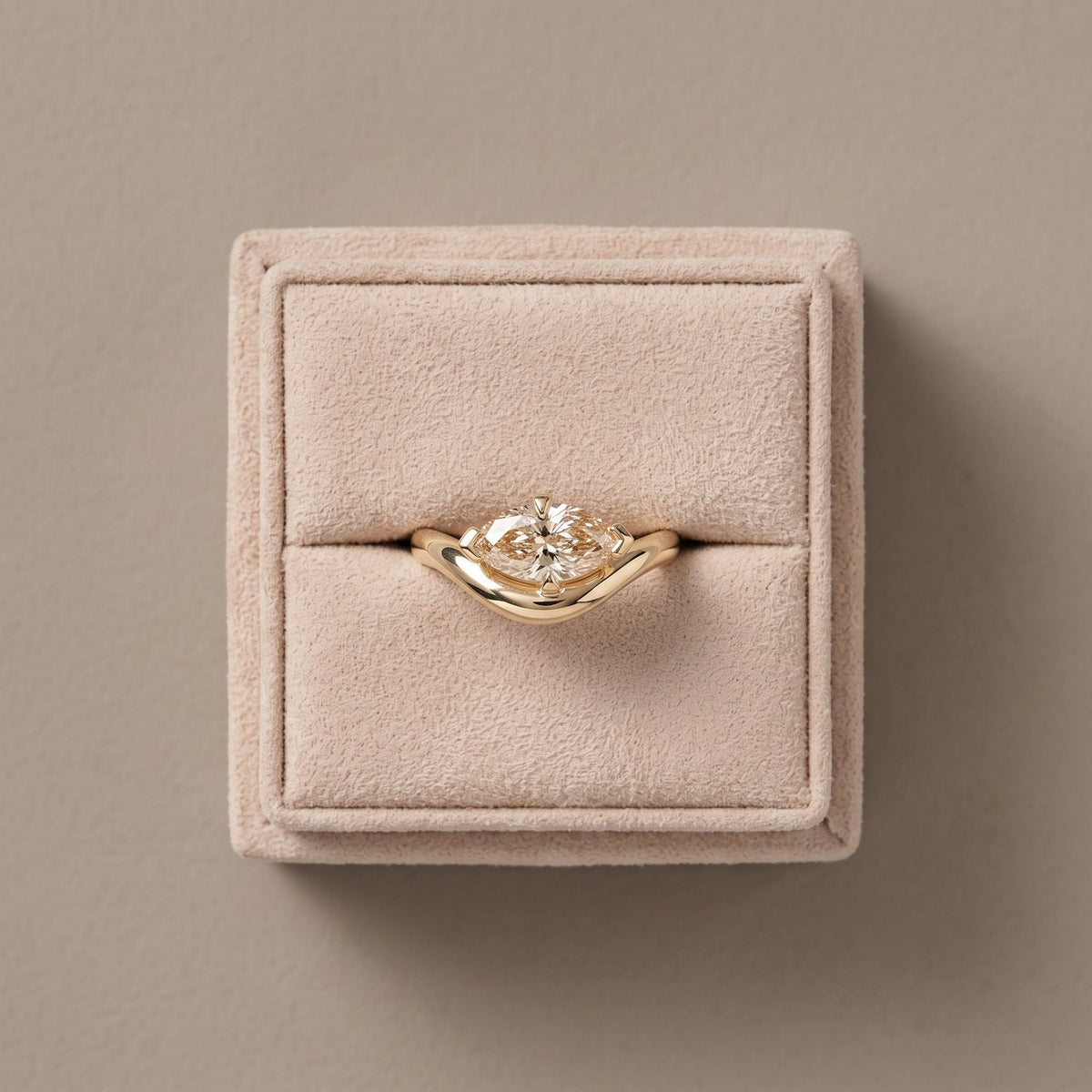 Yellow Gold Marquise Cut Moissanite Solitaire Ring