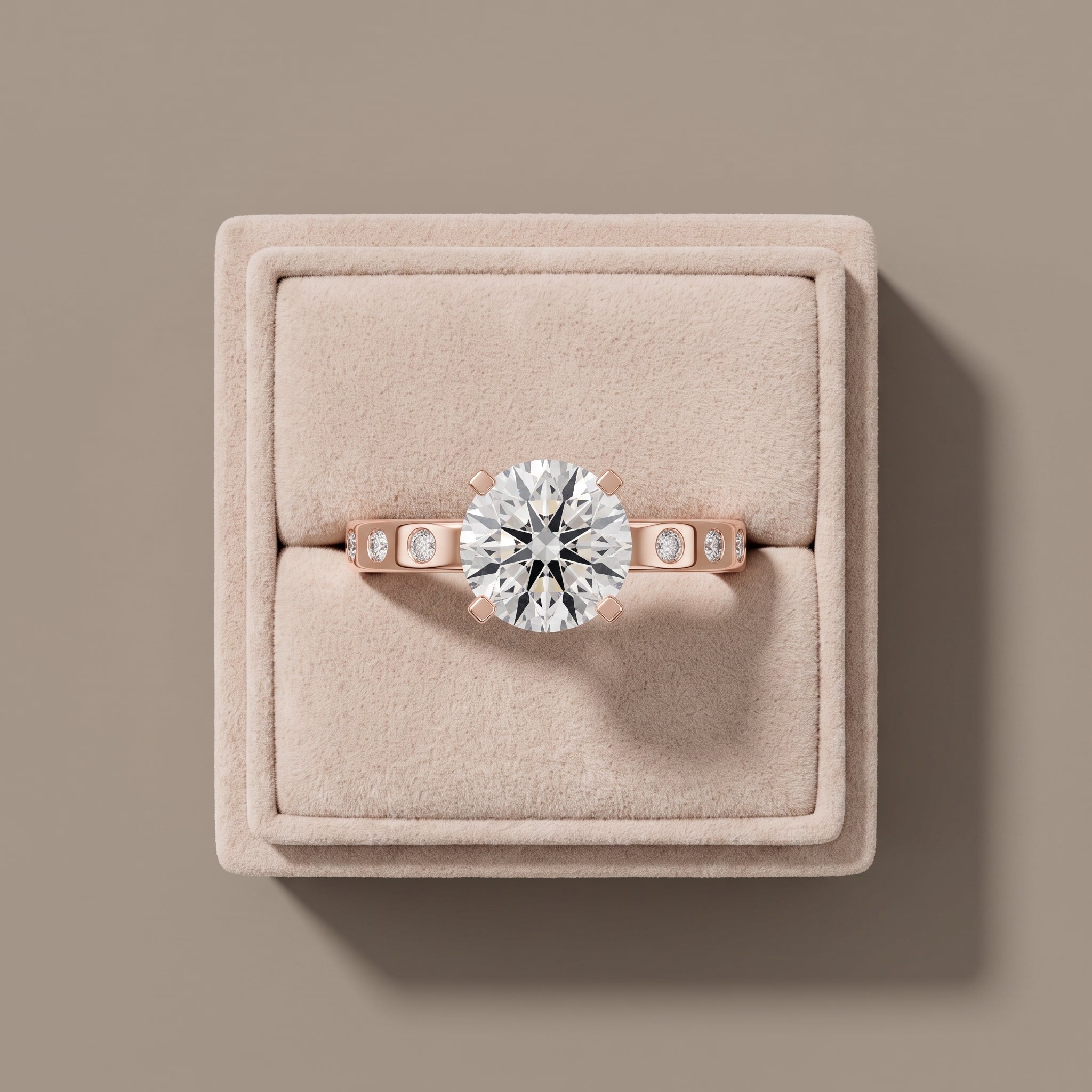 Rose Gold Round Moissanite Solitaire Engagement Ring