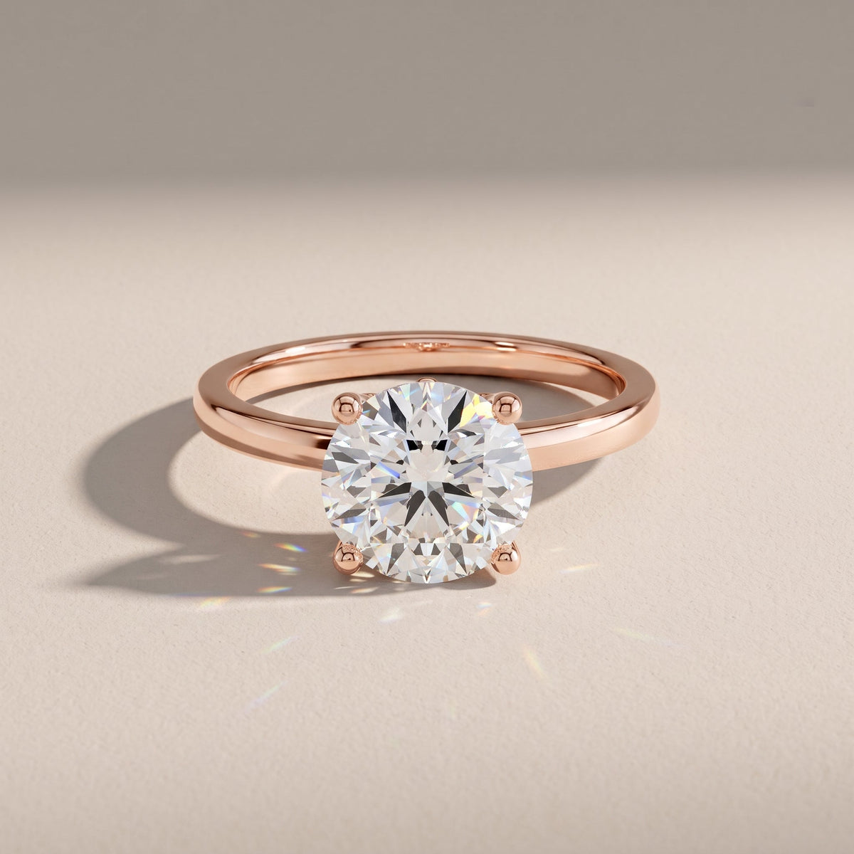 Rose Gold Round Cut Moissanite Solitaire Engagement Ring