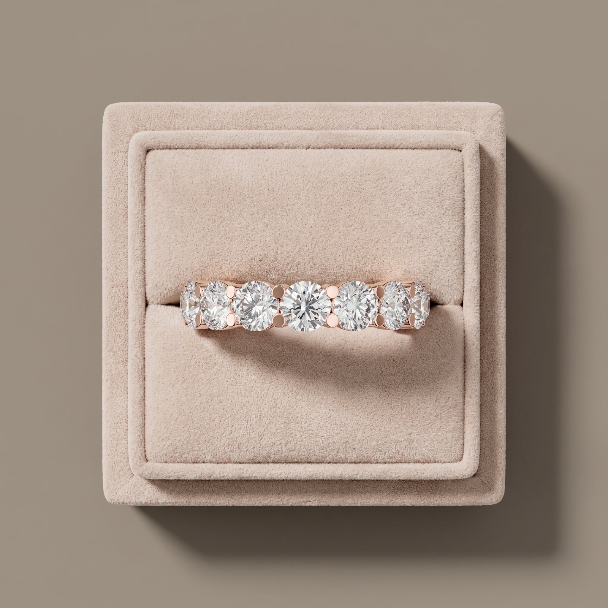 Rose Gold Round Moissanite Eternity Band Ring