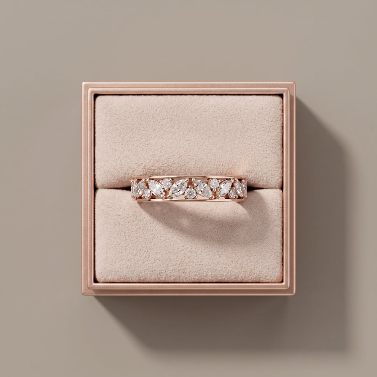 Marquise & Round Moissanite Band Ring, view 7