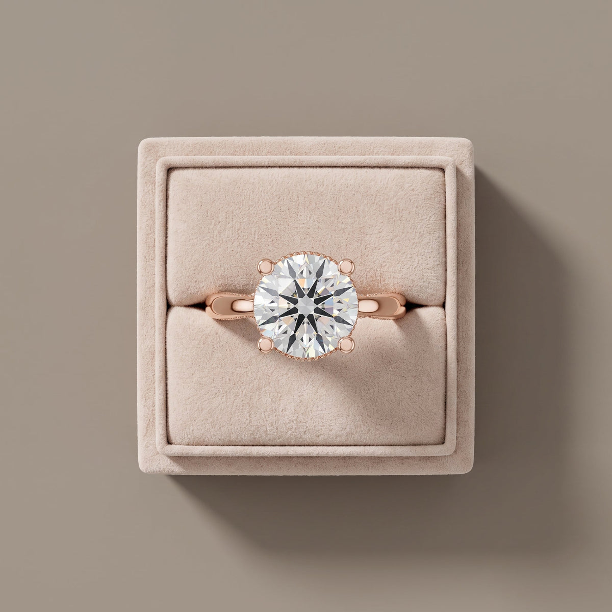 Rose Gold Round Moissanite Solitaire Engagement Ring