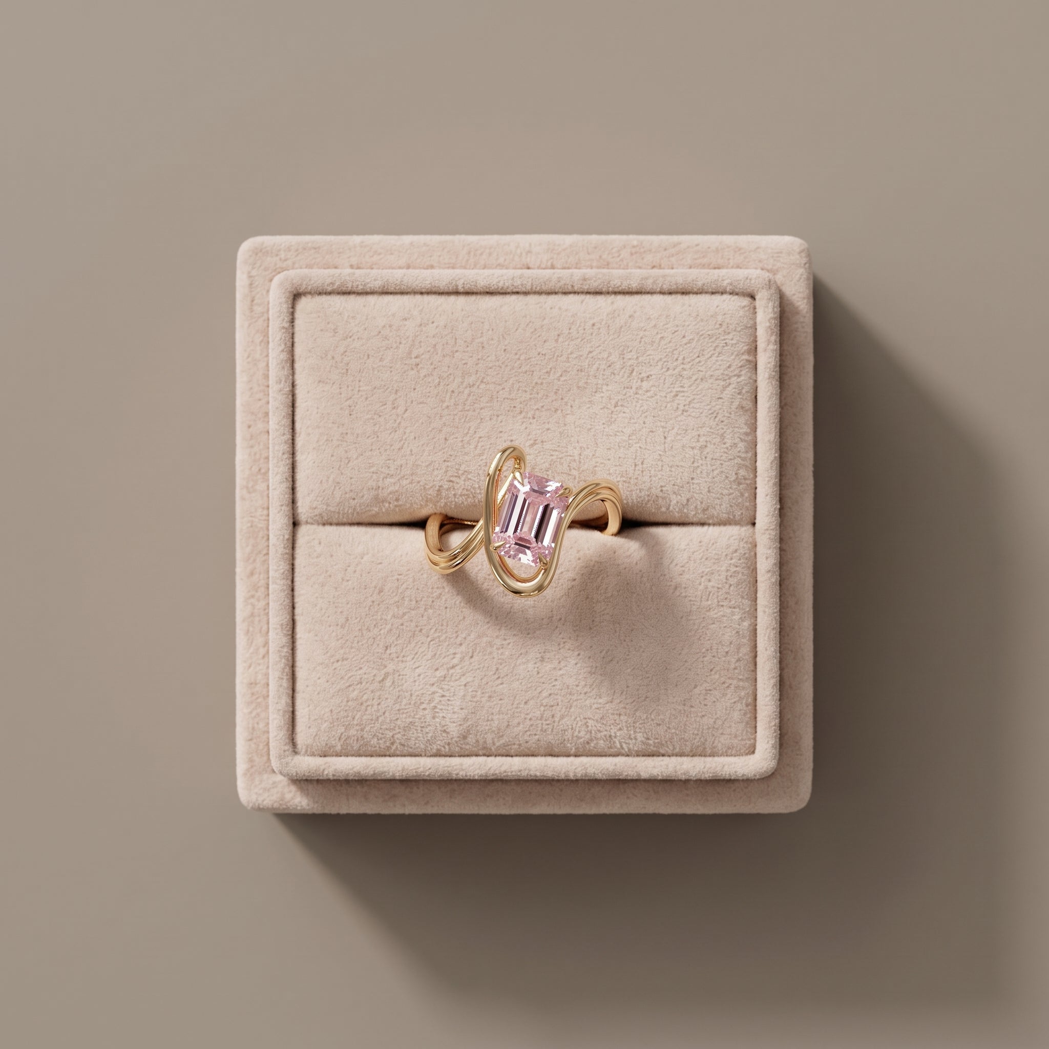 Yellow Gold Emerald Cut Moissanite Statement Ring
