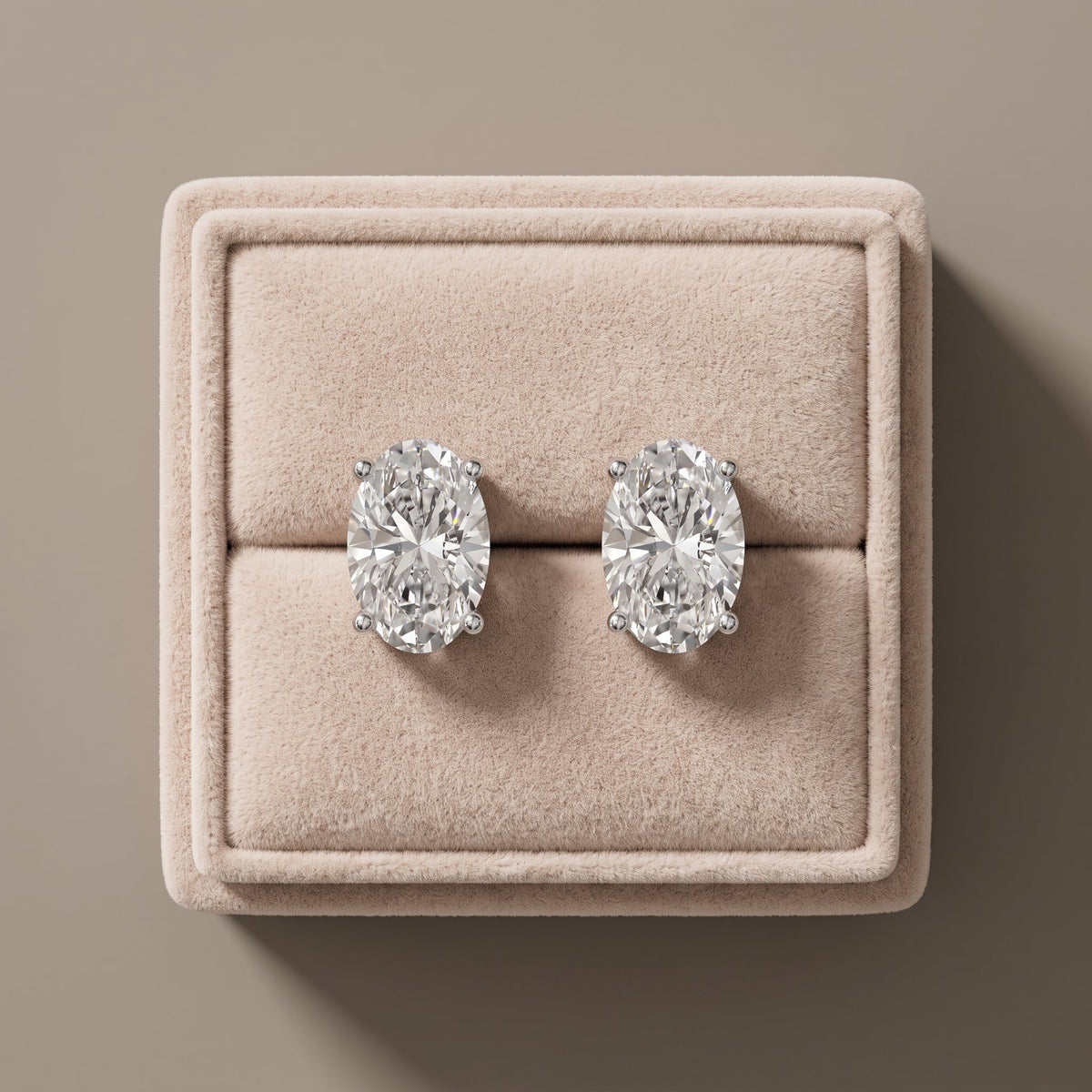 White Metal Oval Cut Moissanite Stud Earrings