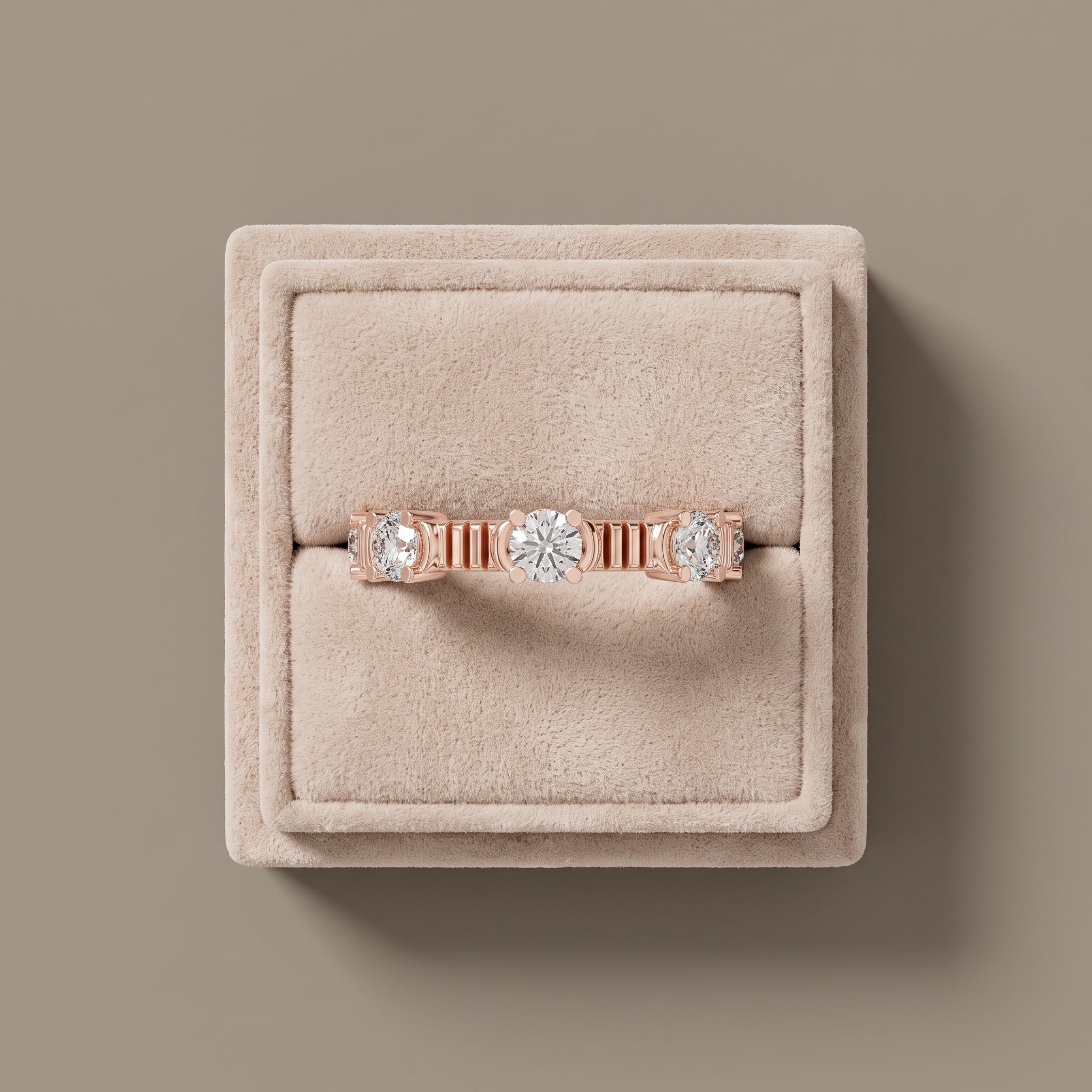 Rose Gold Round Moissanite Eternity Band Ring