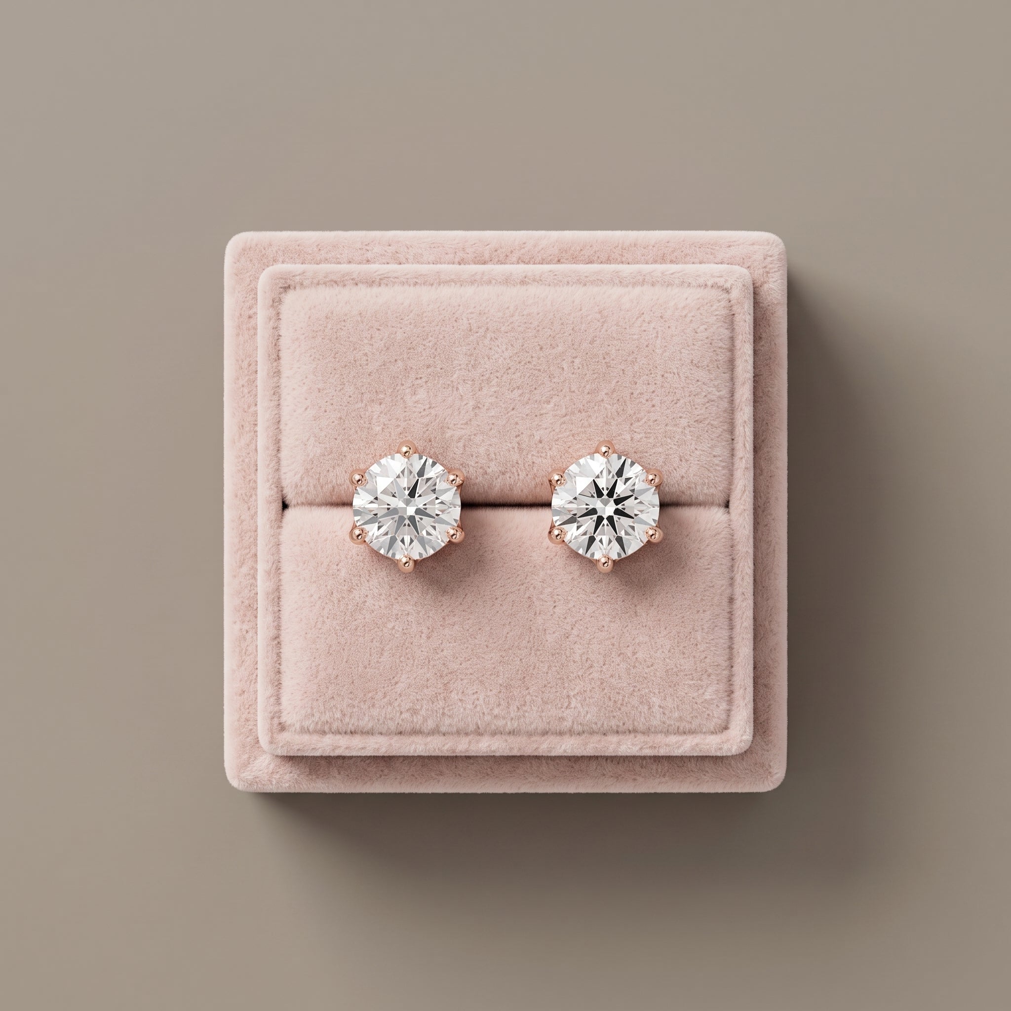 Rose Gold Round Moissanite Stud Earrings