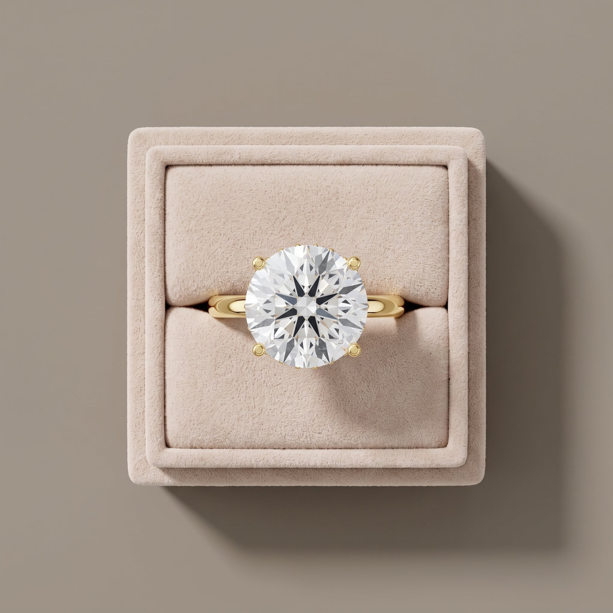 Yellow Gold Round Cut Moissanite Solitaire Engagement Ring