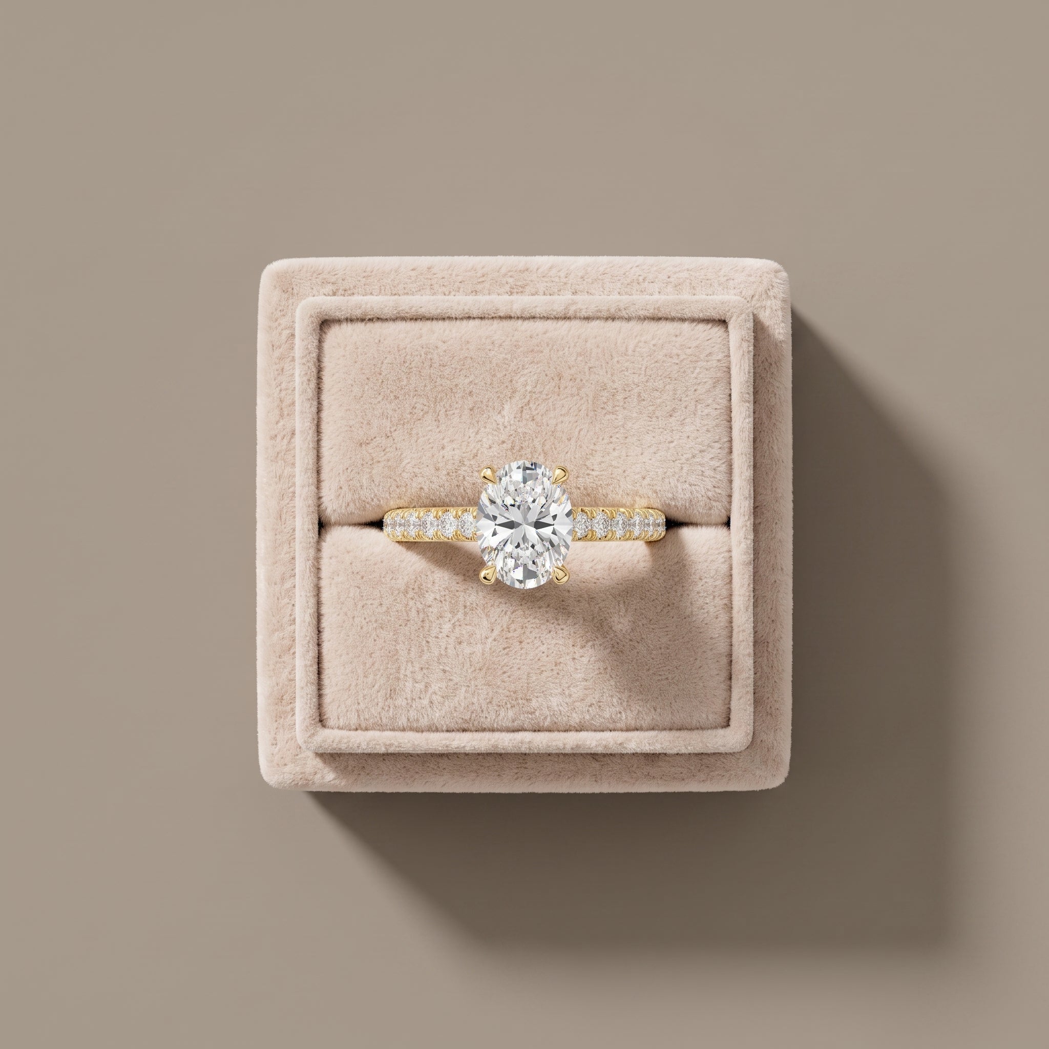 Yellow Gold Oval Moissanite Engagement Ring