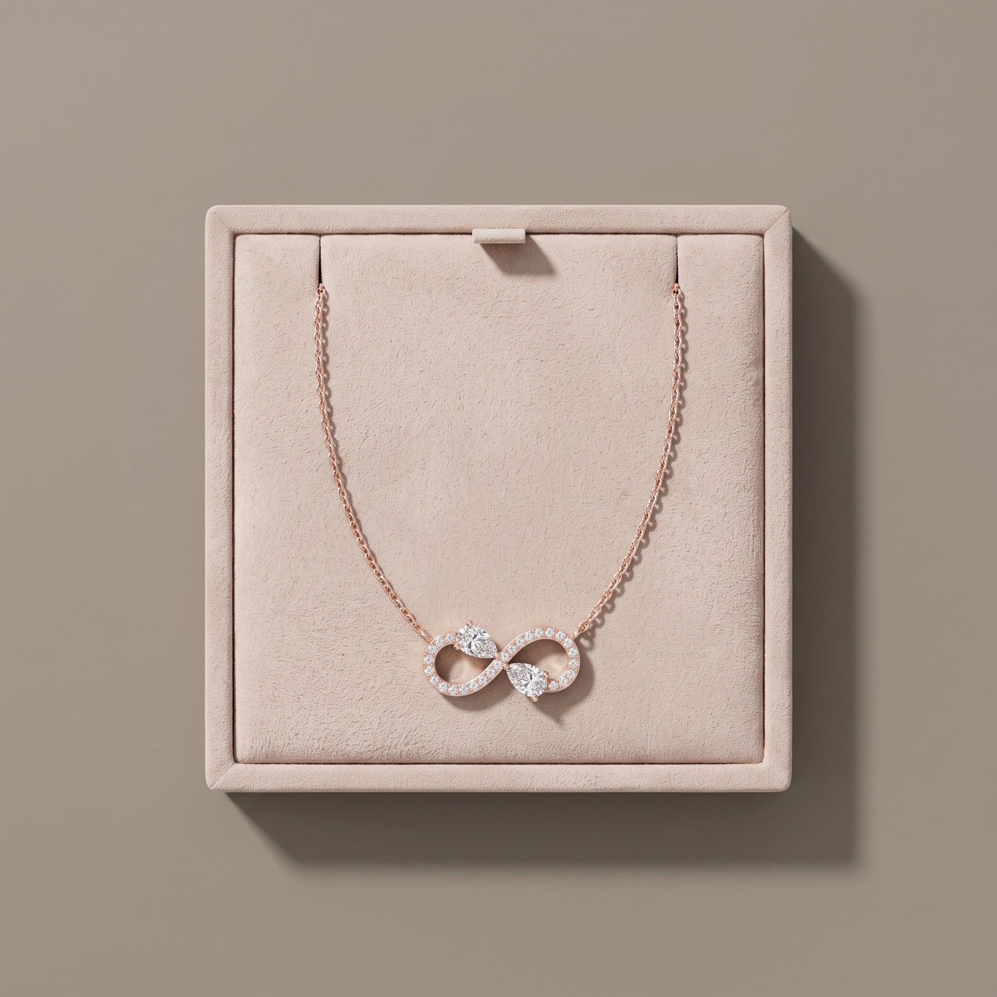 Rose Gold Pear Cut Moissanite Infinity Pendant Necklace