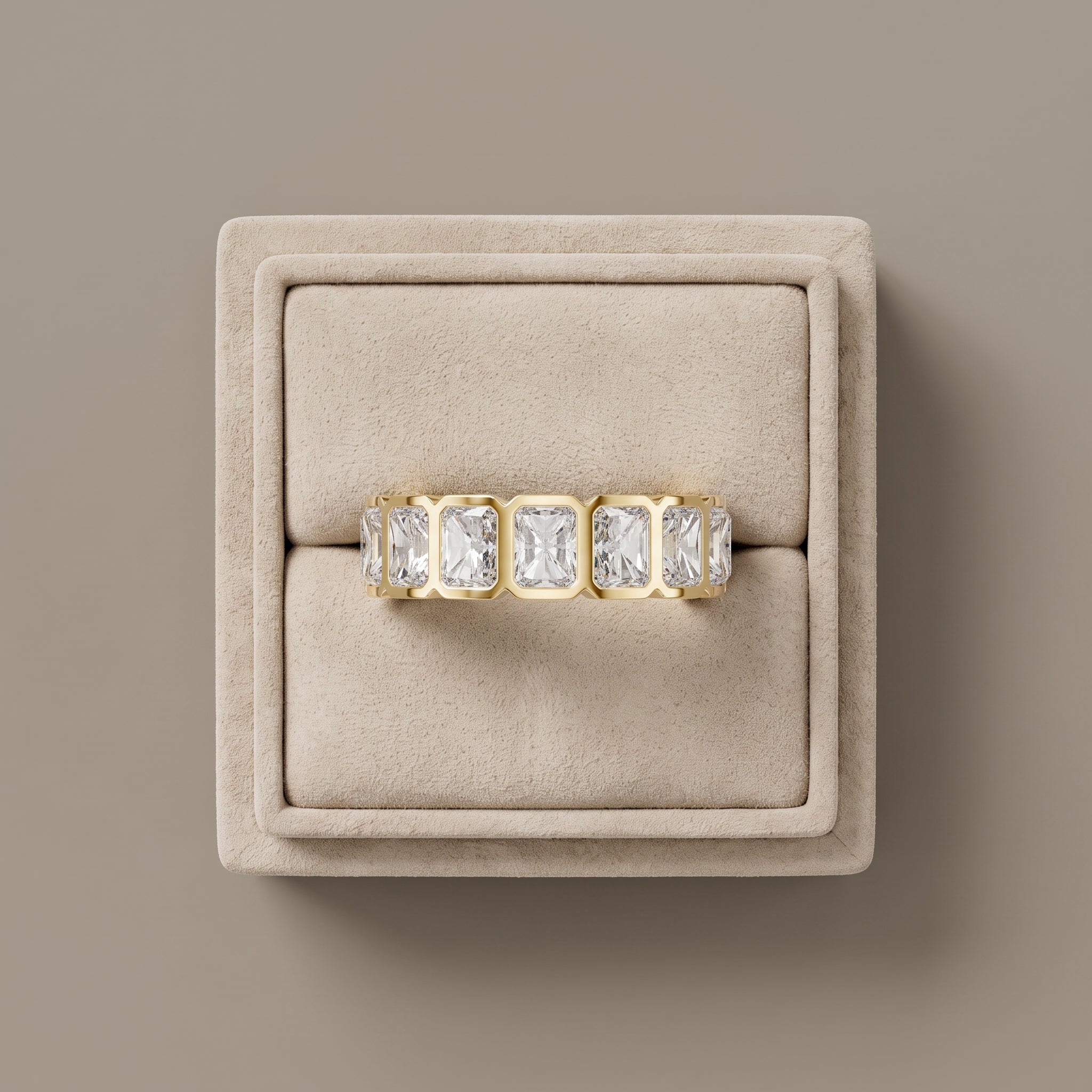 Yellow Gold Radiant Cut Moissanite Eternity Band Ring