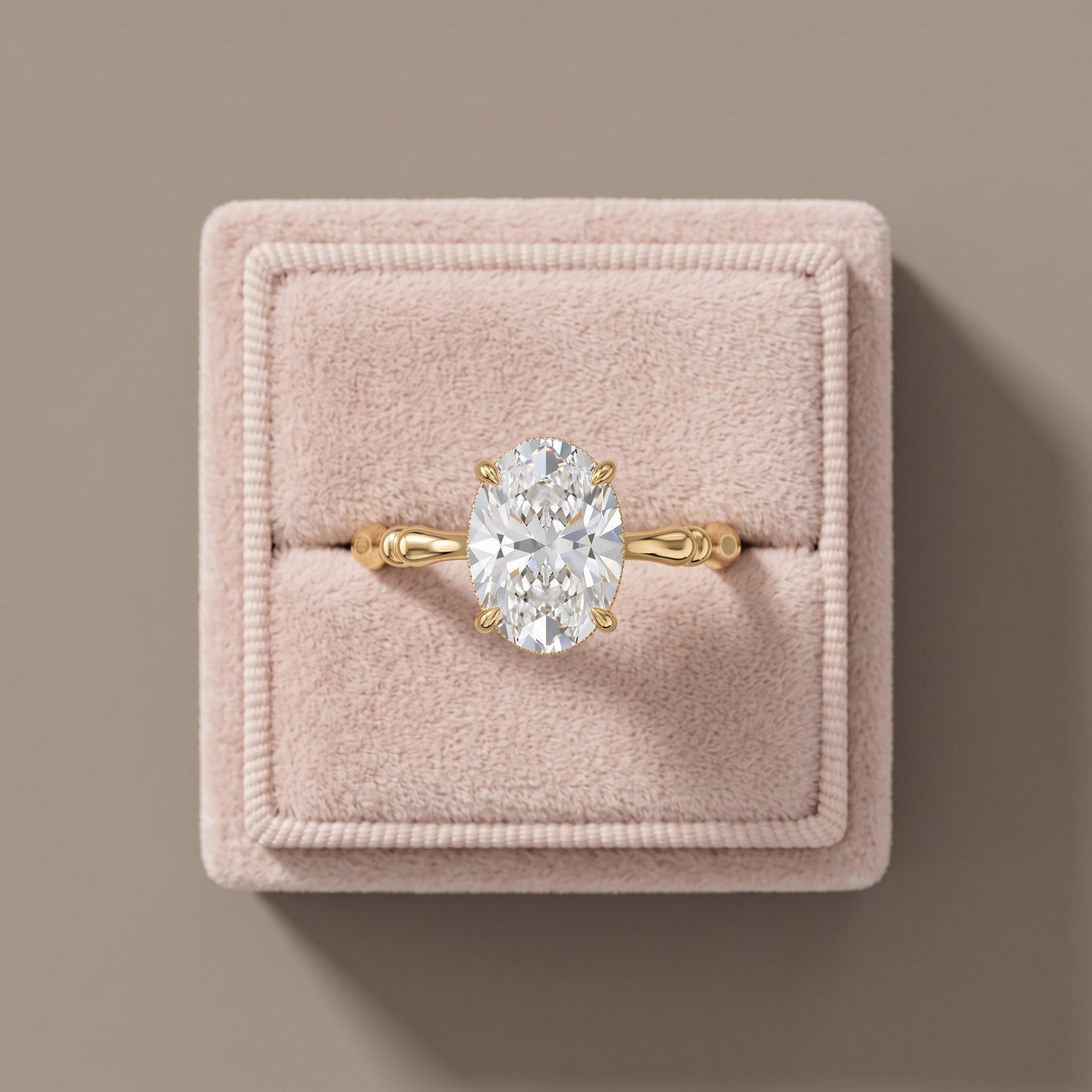Yellow Gold Oval Cut Moissanite Engagement Ring