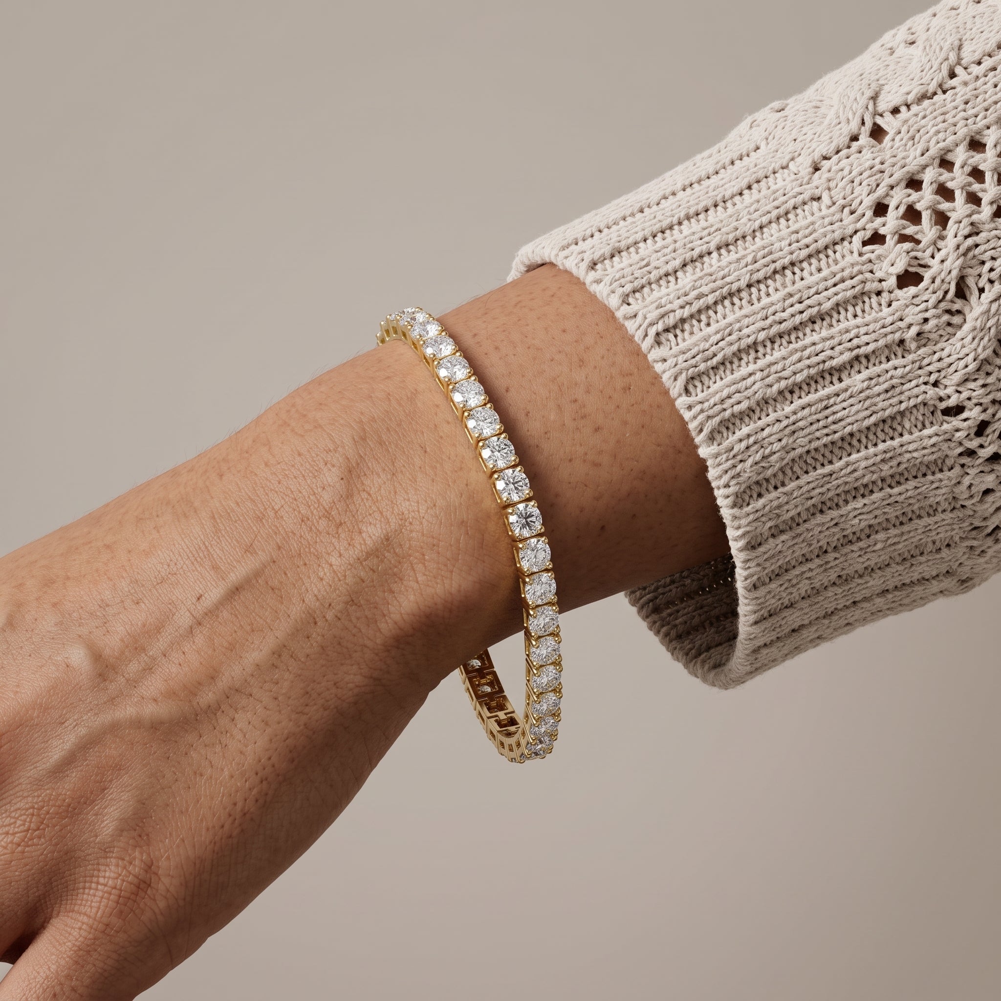 Yellow Gold Round Moissanite Tennis Bracelet