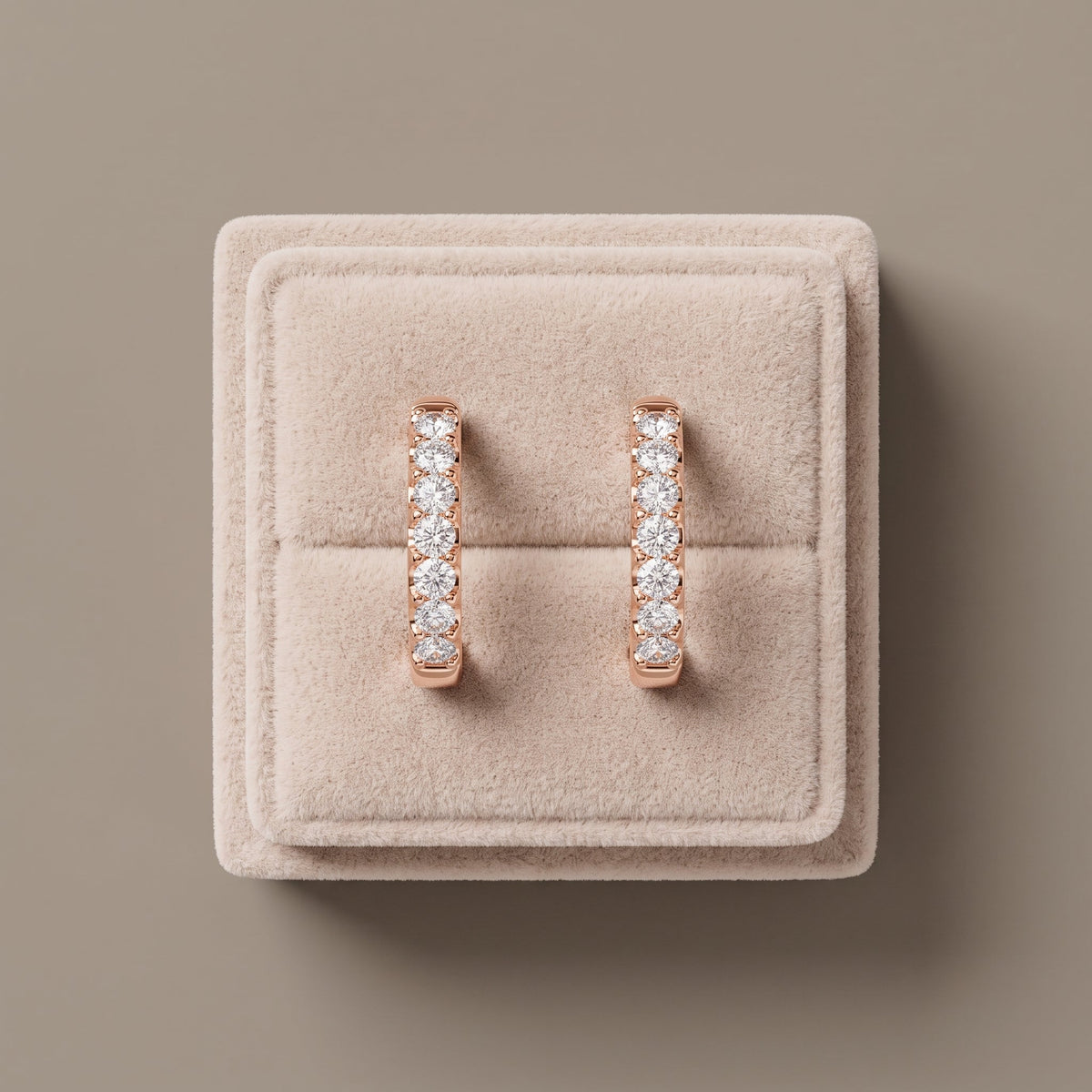 Rose Gold Round Moissanite Hoop Earrings