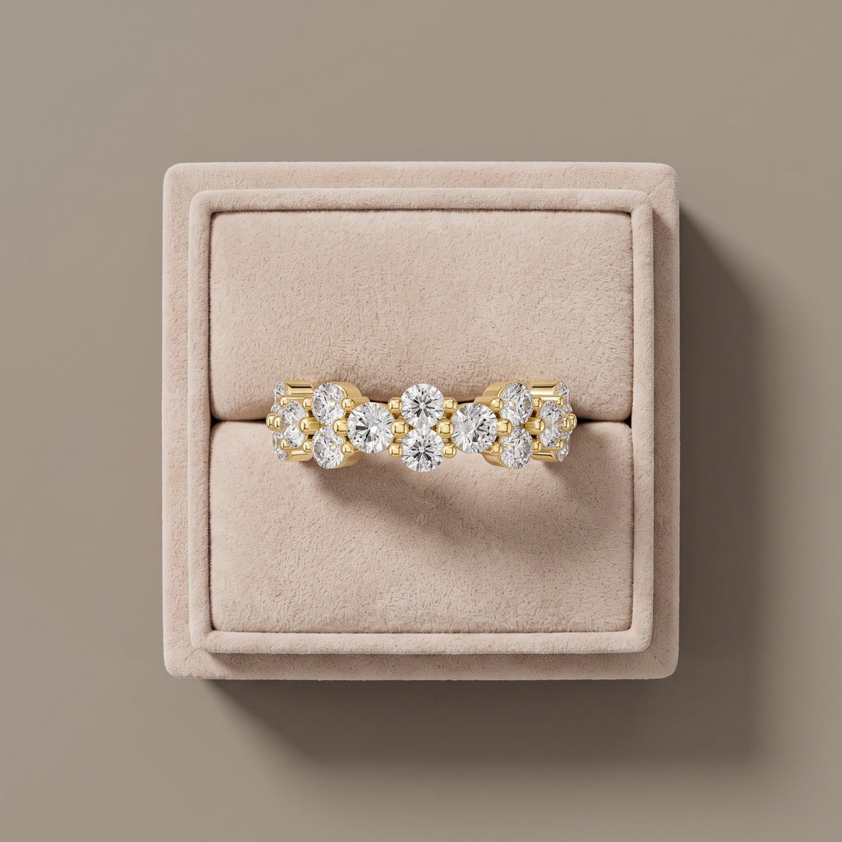 Yellow Gold Round Moissanite Eternity Band Ring