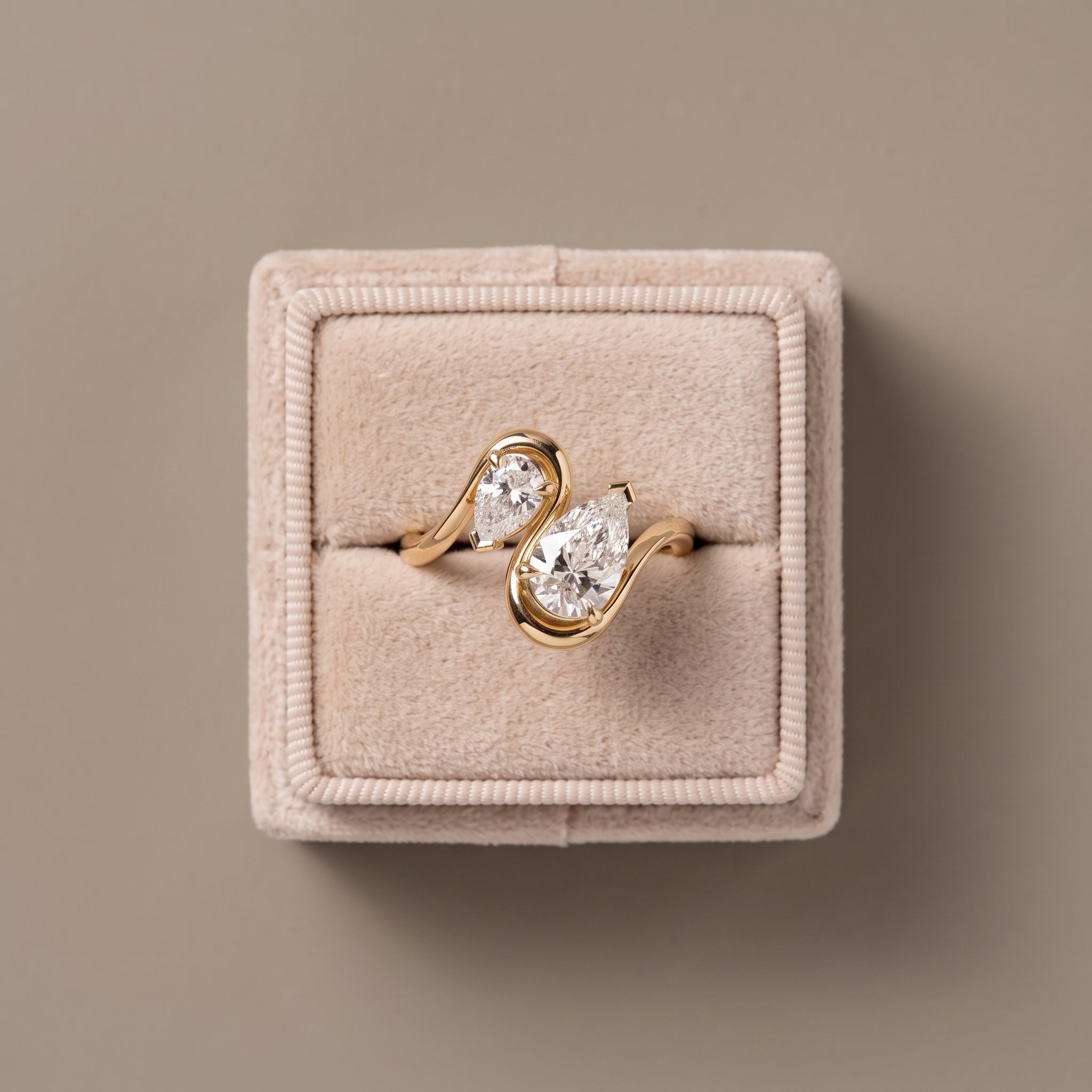 Yellow Gold Pear Cut Moissanite Open Wrap Ring