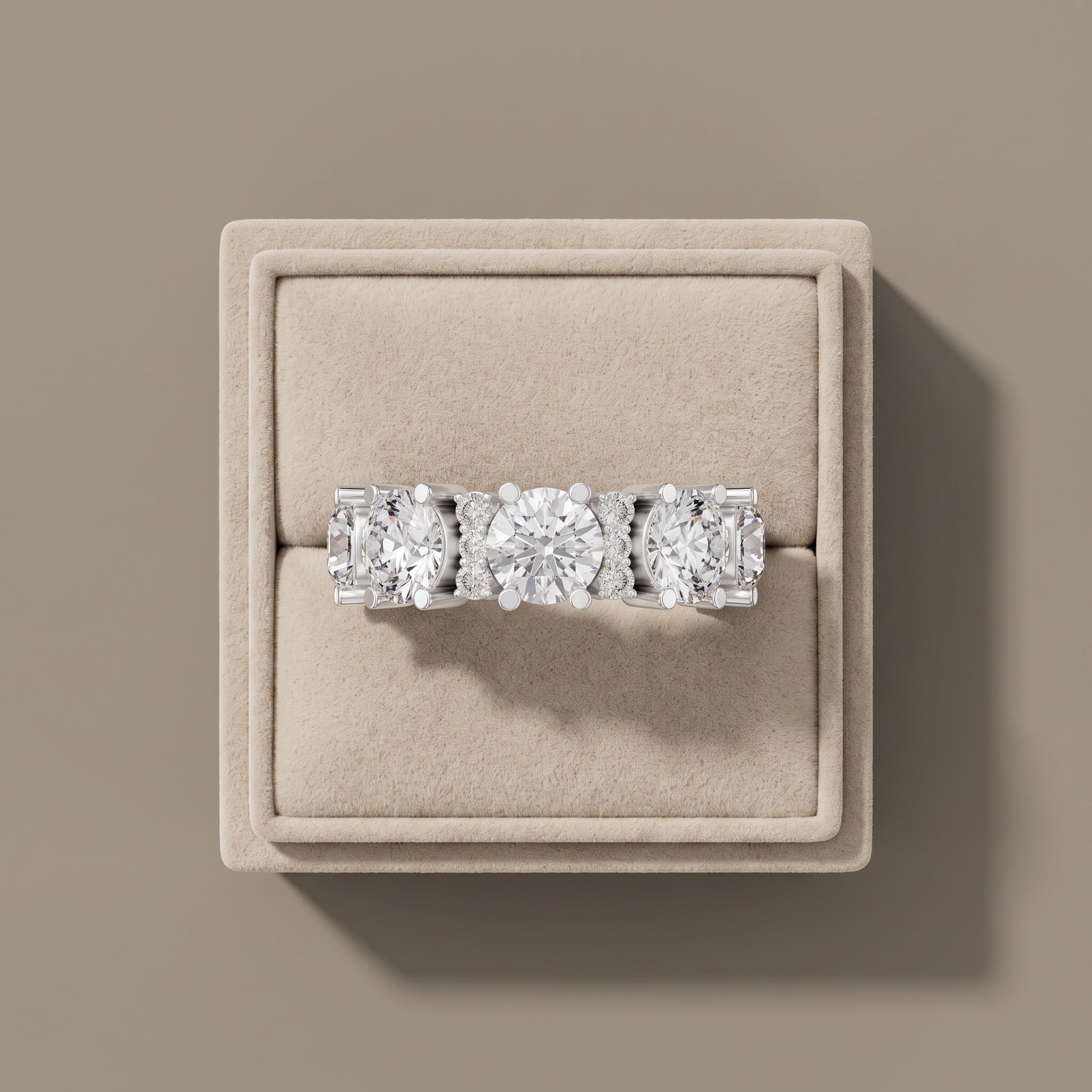 White Gold Round Moissanite Eternity Band Ring