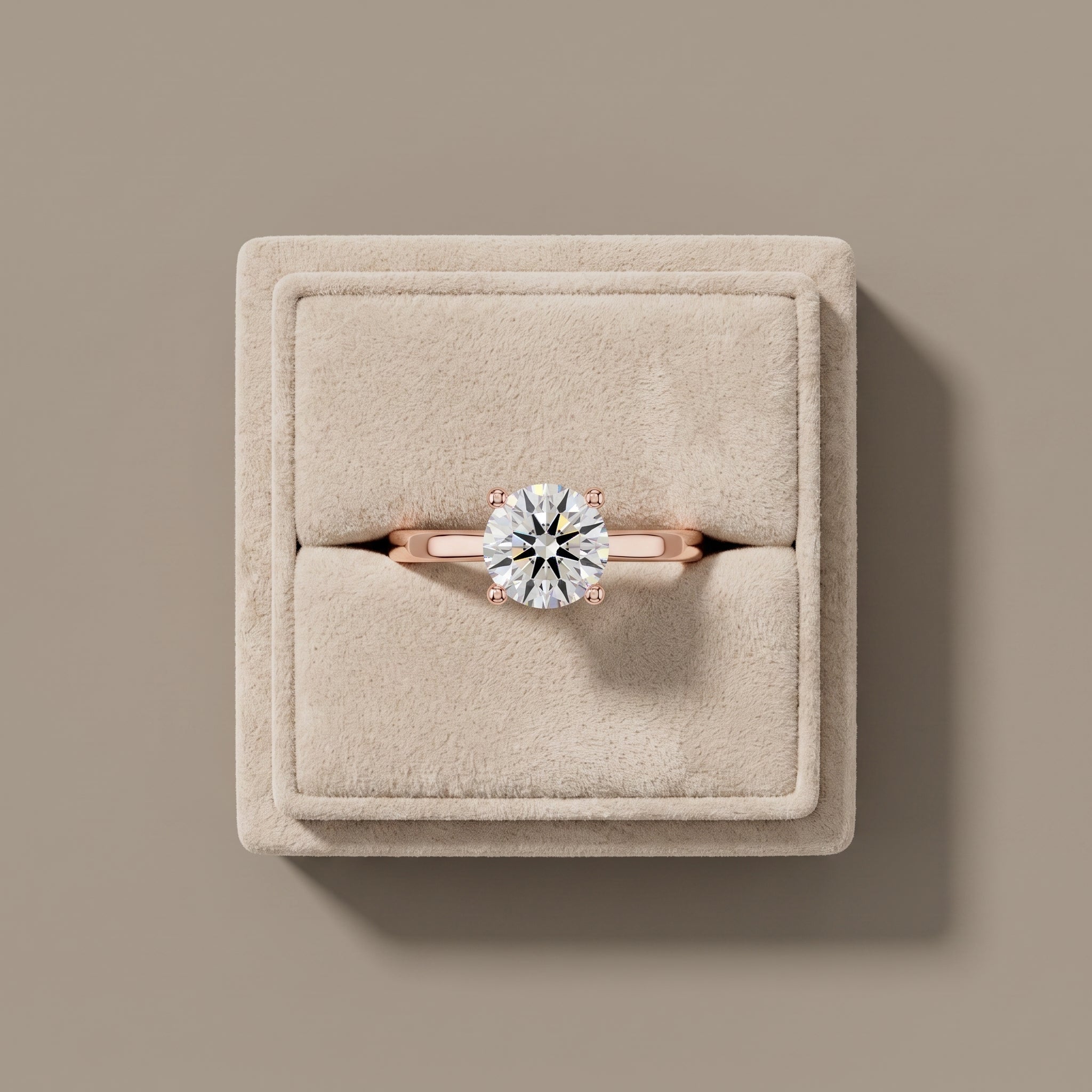 Rose Gold Round Moissanite Solitaire Engagement Ring