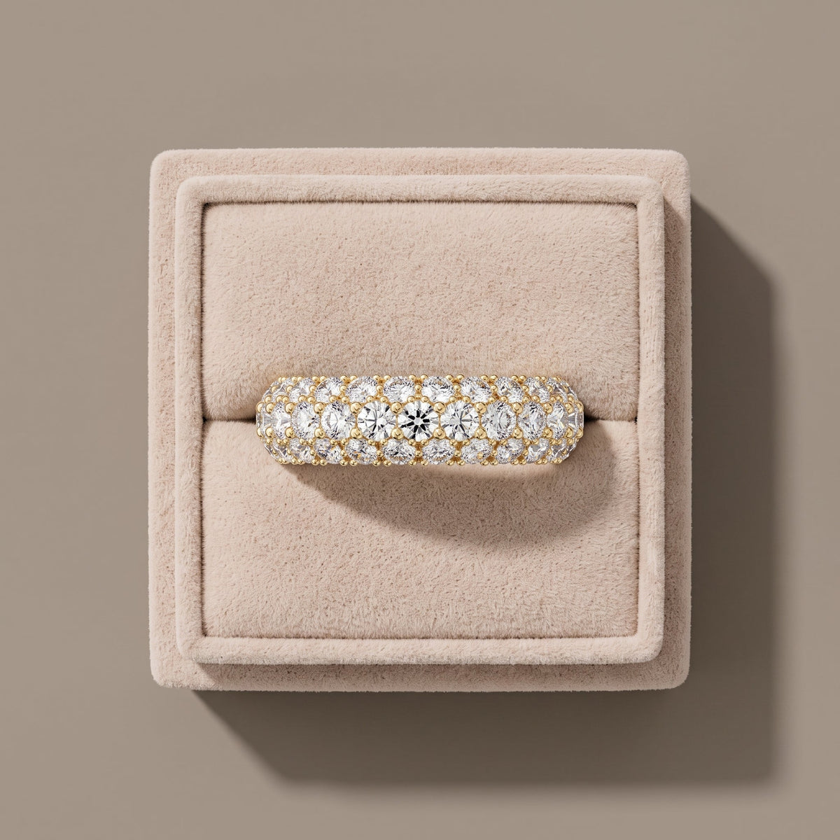Yellow Gold Round Moissanite Double Row Eternity Band Ring