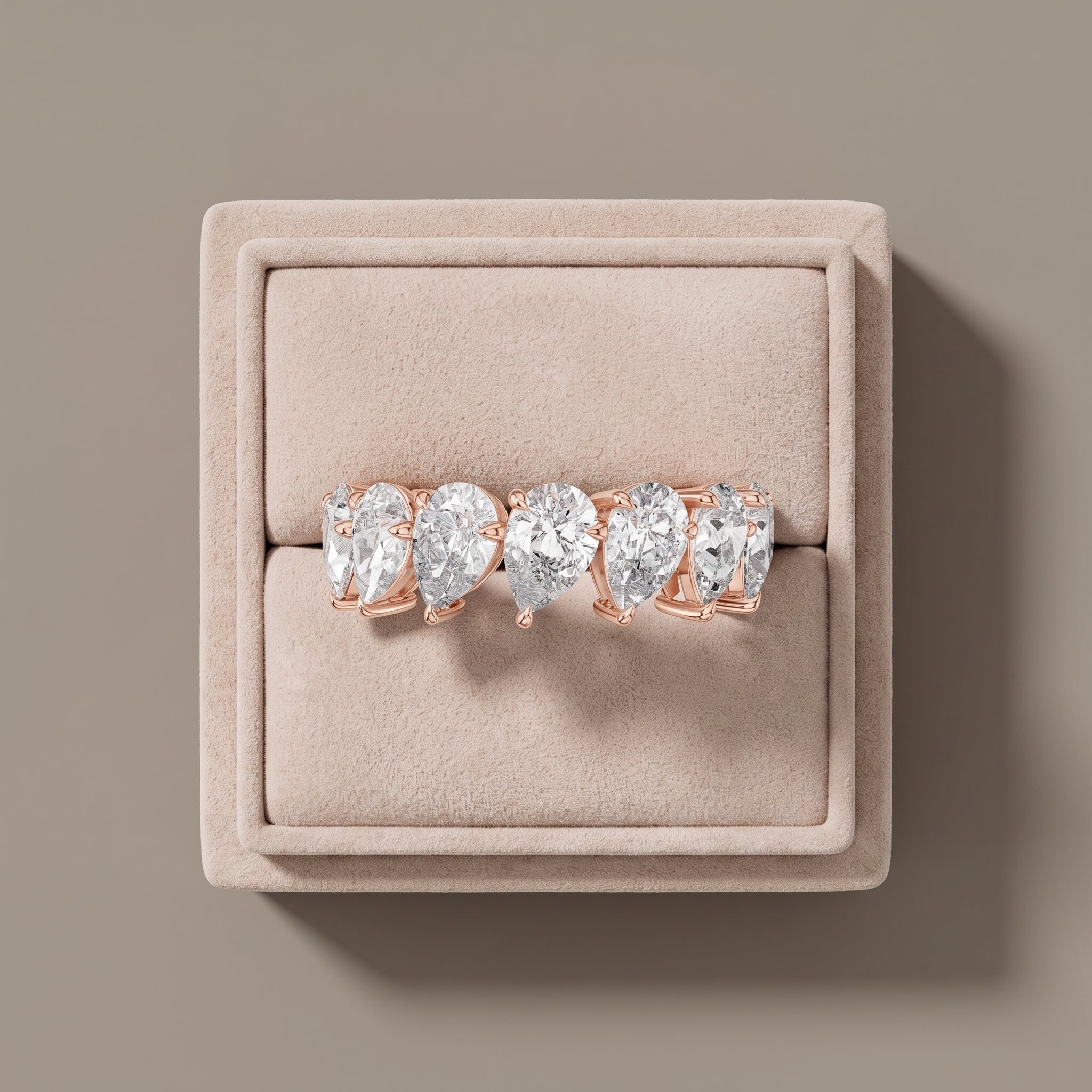 Rose Gold Pear Cut Moissanite Eternity Band Ring
