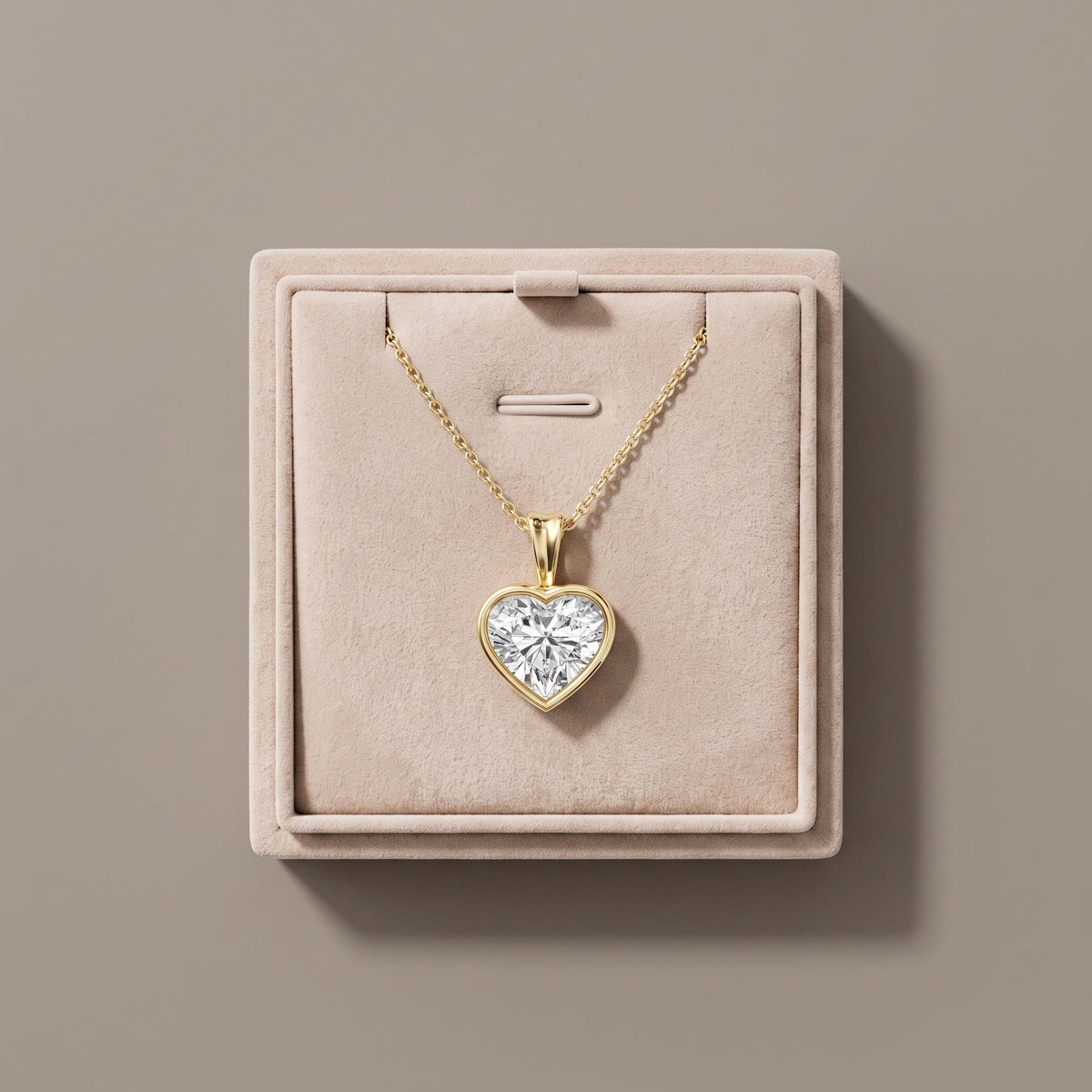 Yellow Gold Heart Cut Moissanite Pendant Necklace