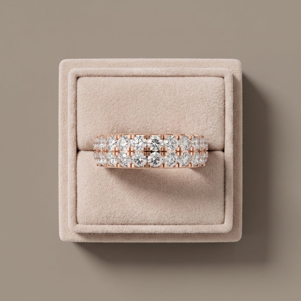 Round Double Row Moissanite Eternity Band, view 7