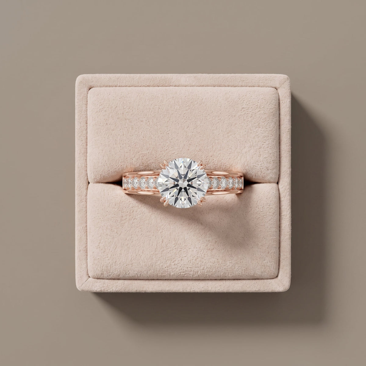 Rose Gold Round Cut Moissanite Engagement Ring