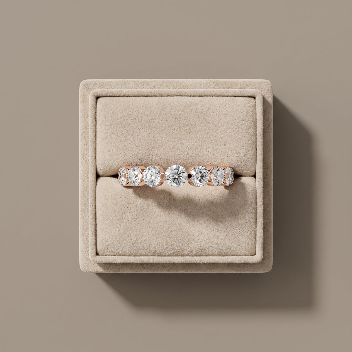 Rose Gold Round Moissanite Eternity Band Ring