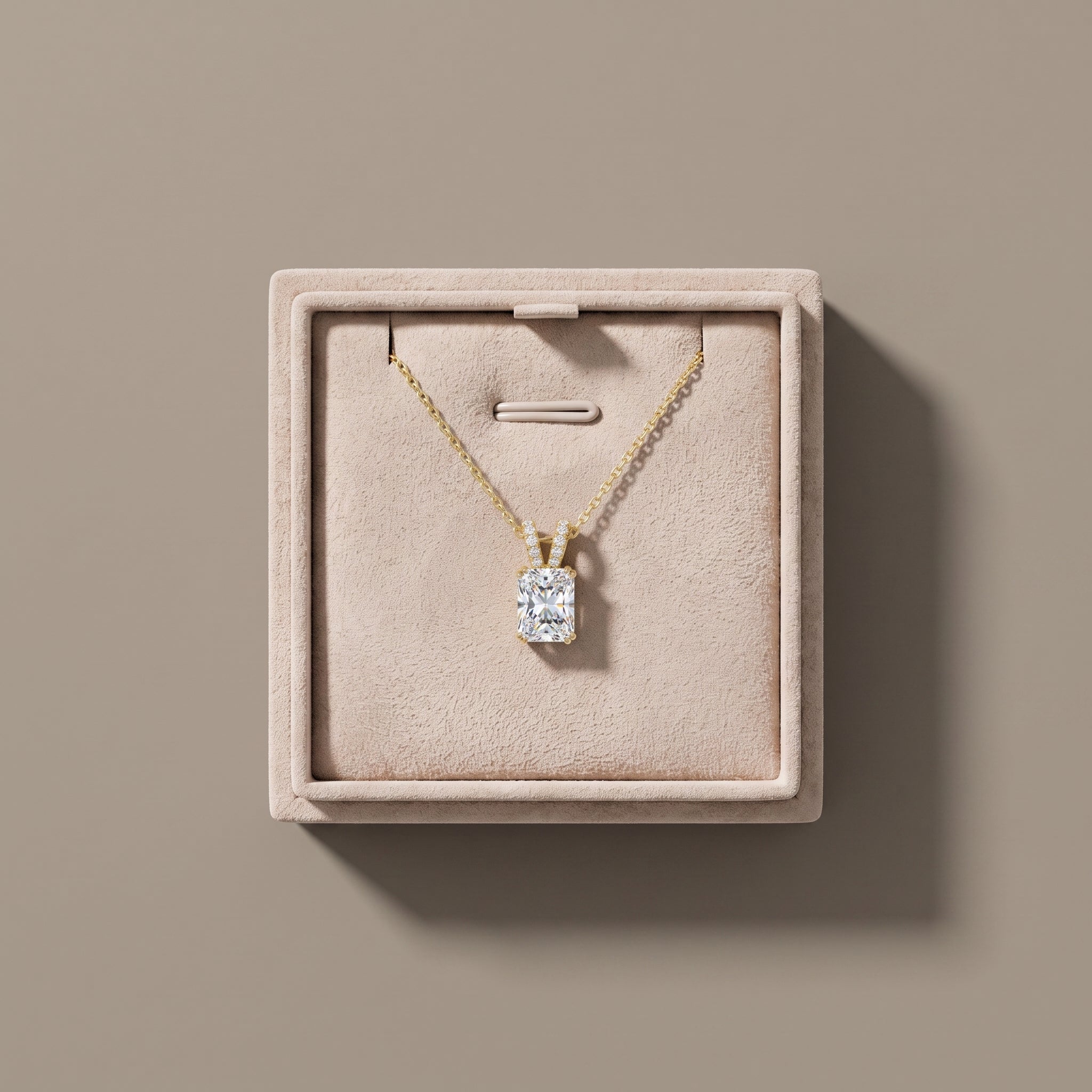 Yellow Gold Radiant Cut Moissanite Pendant Necklace