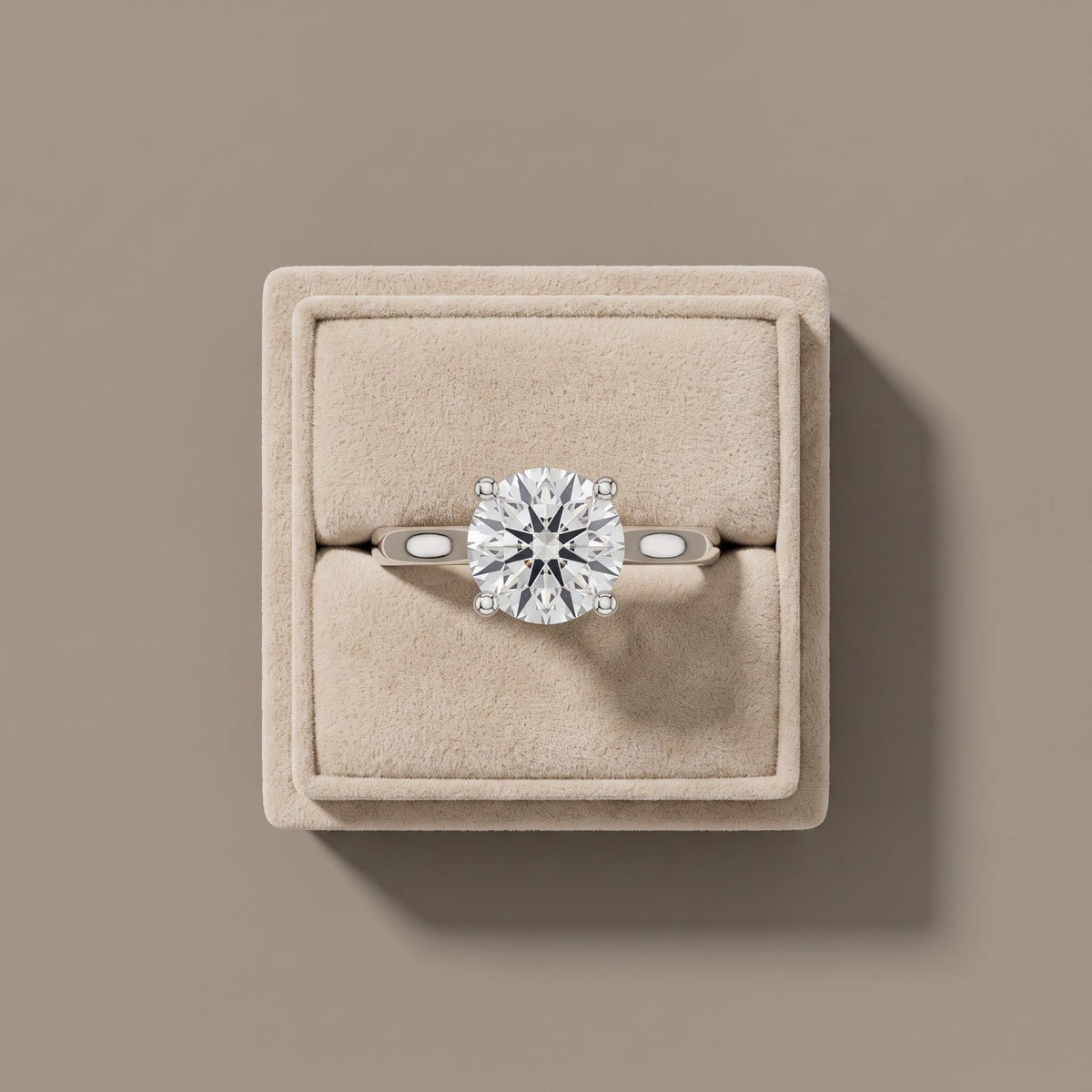 White Metal Round Cut Moissanite Solitaire Ring
