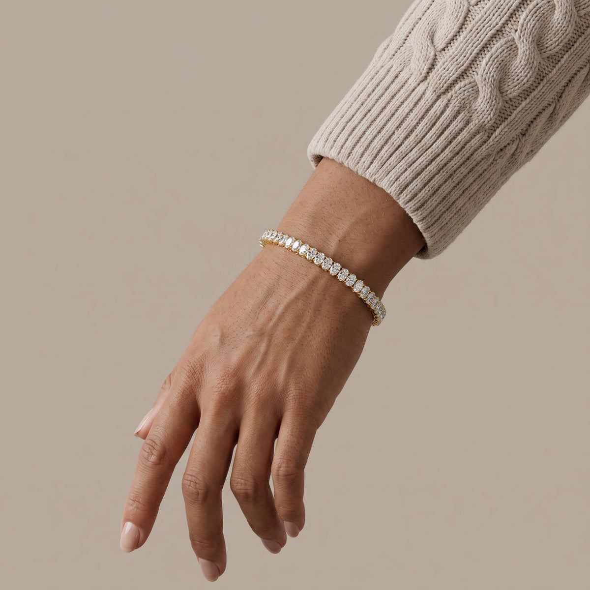 Yellow Gold Oval Cut Moissanite Tennis Bracelet