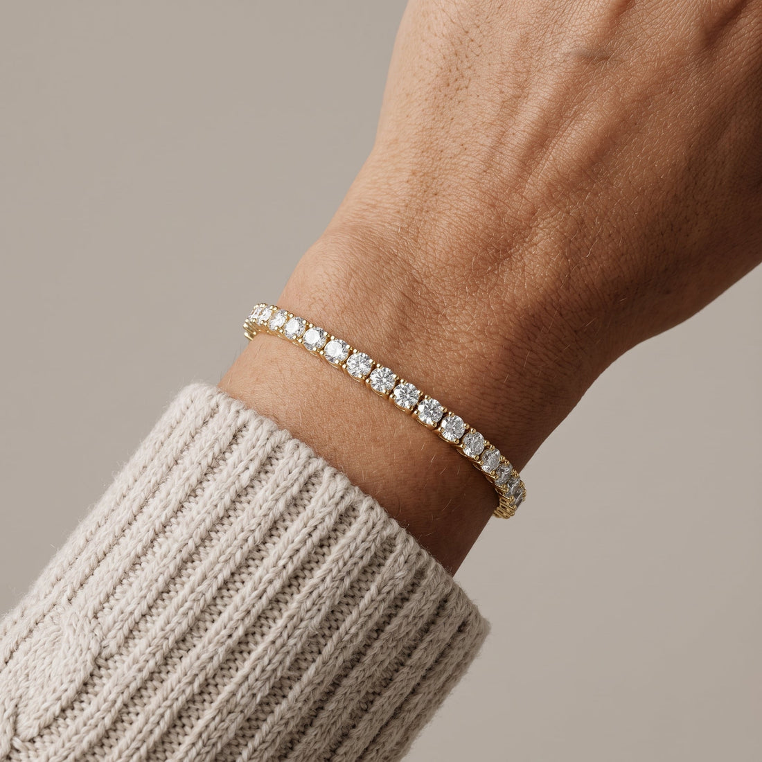 Yellow Gold Round Half Tennis Bracelet