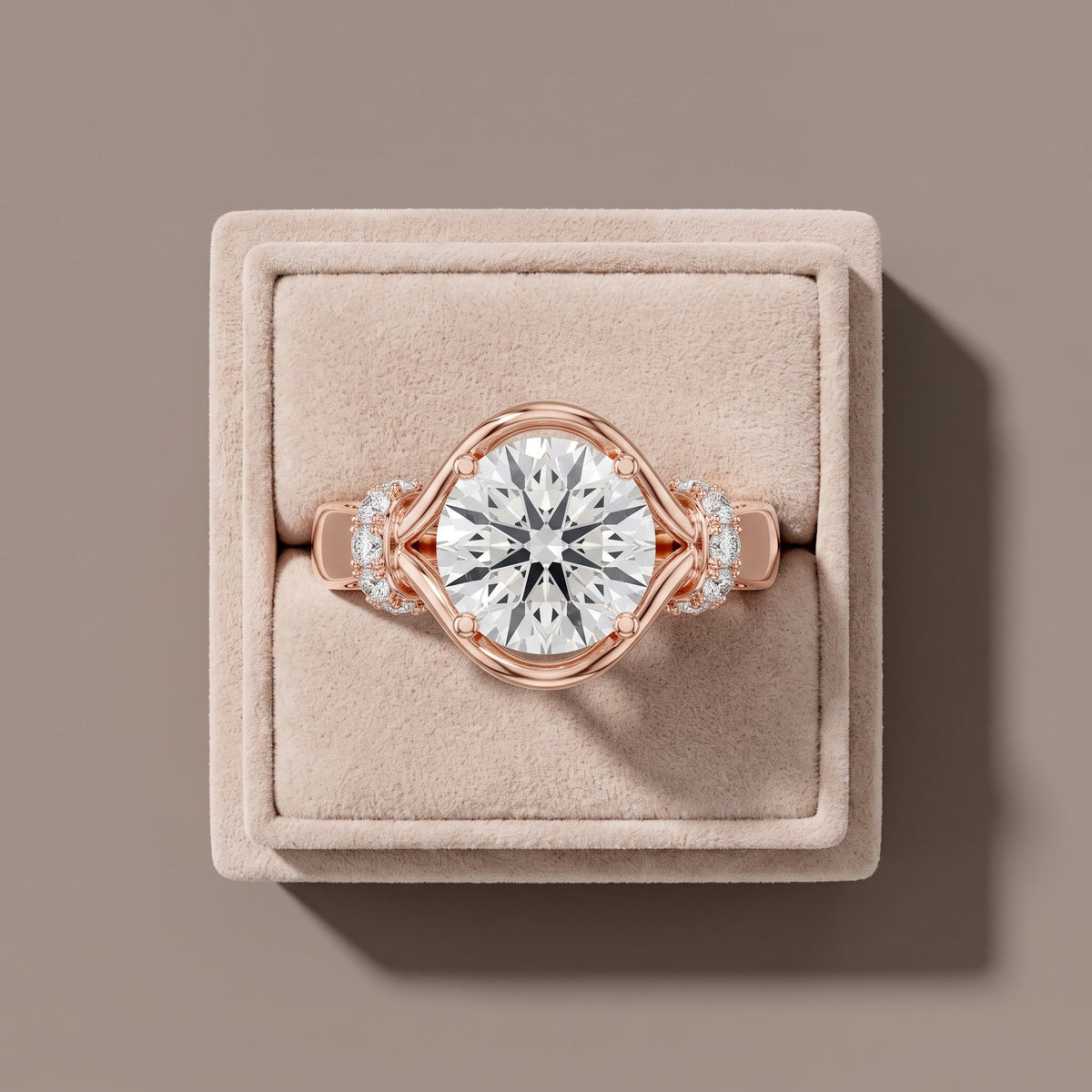 Rose Gold Oval Moissanite Engagement Ring with Accent Stones