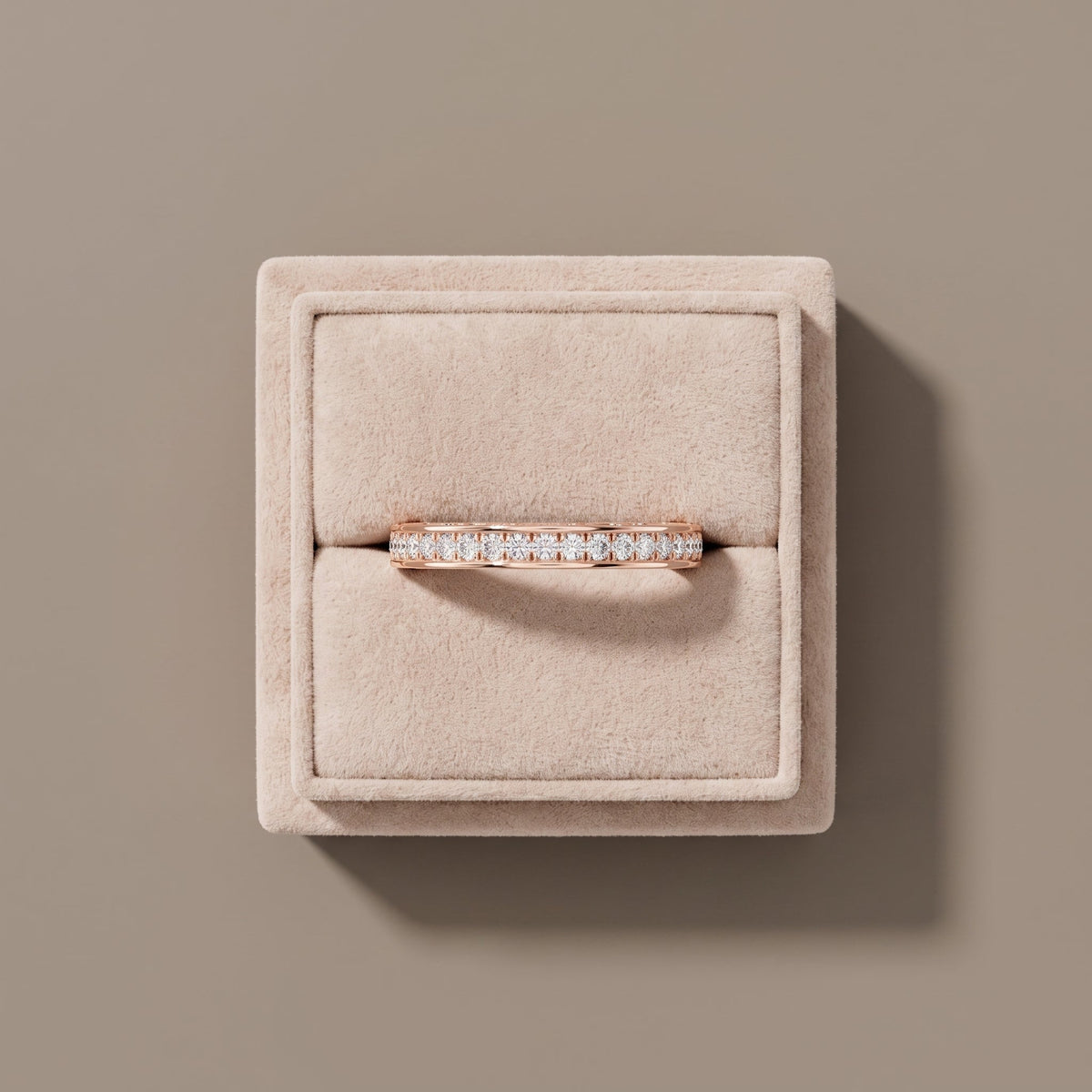 Rose Gold Round Moissanite Eternity Band Ring
