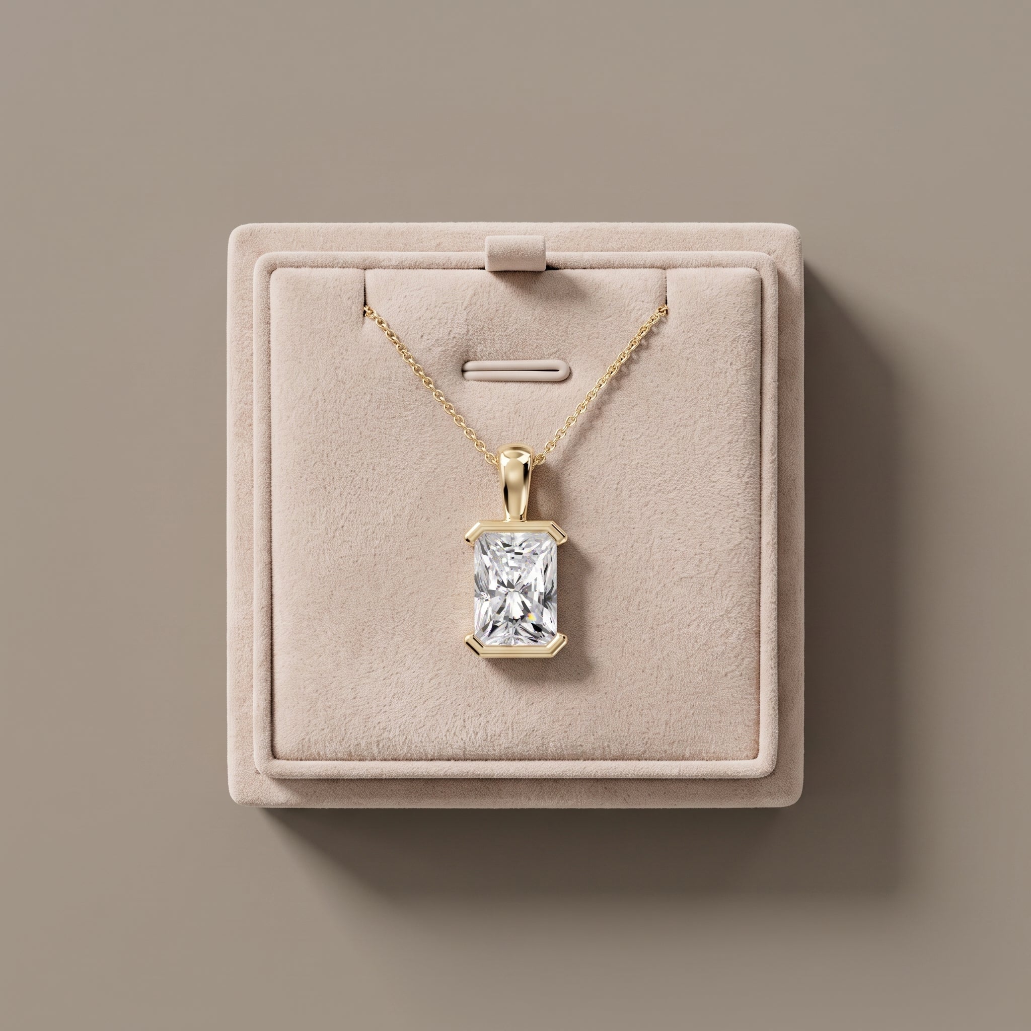 Yellow Gold Radiant Cut Moissanite Pendant Necklace