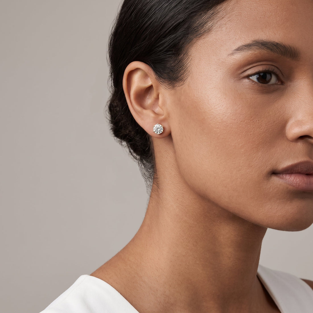 Yellow Gold Round Stud Earrings