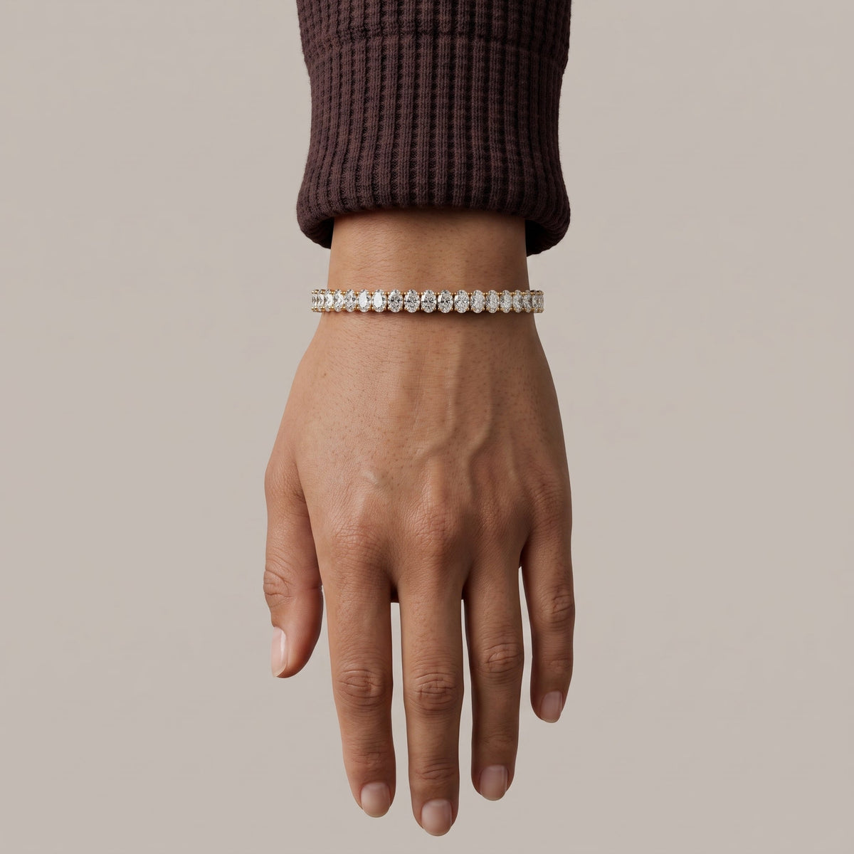 Yellow Gold Oval Cut Moissanite Tennis Bracelet