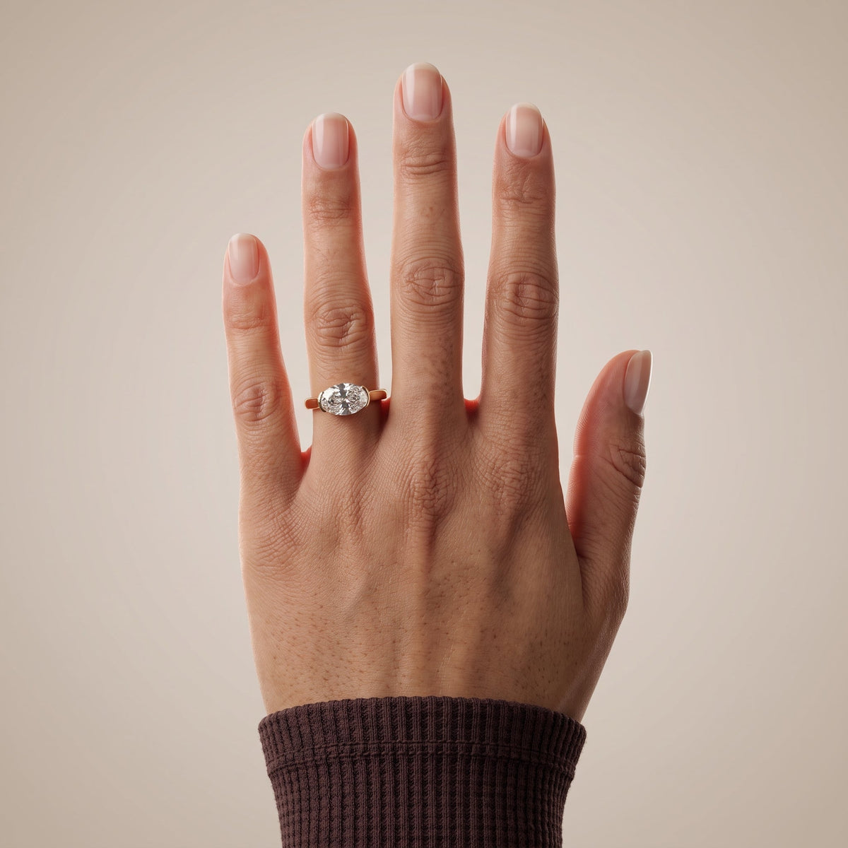 Yellow Gold Oval Cut Moissanite Solitaire Engagement Ring
