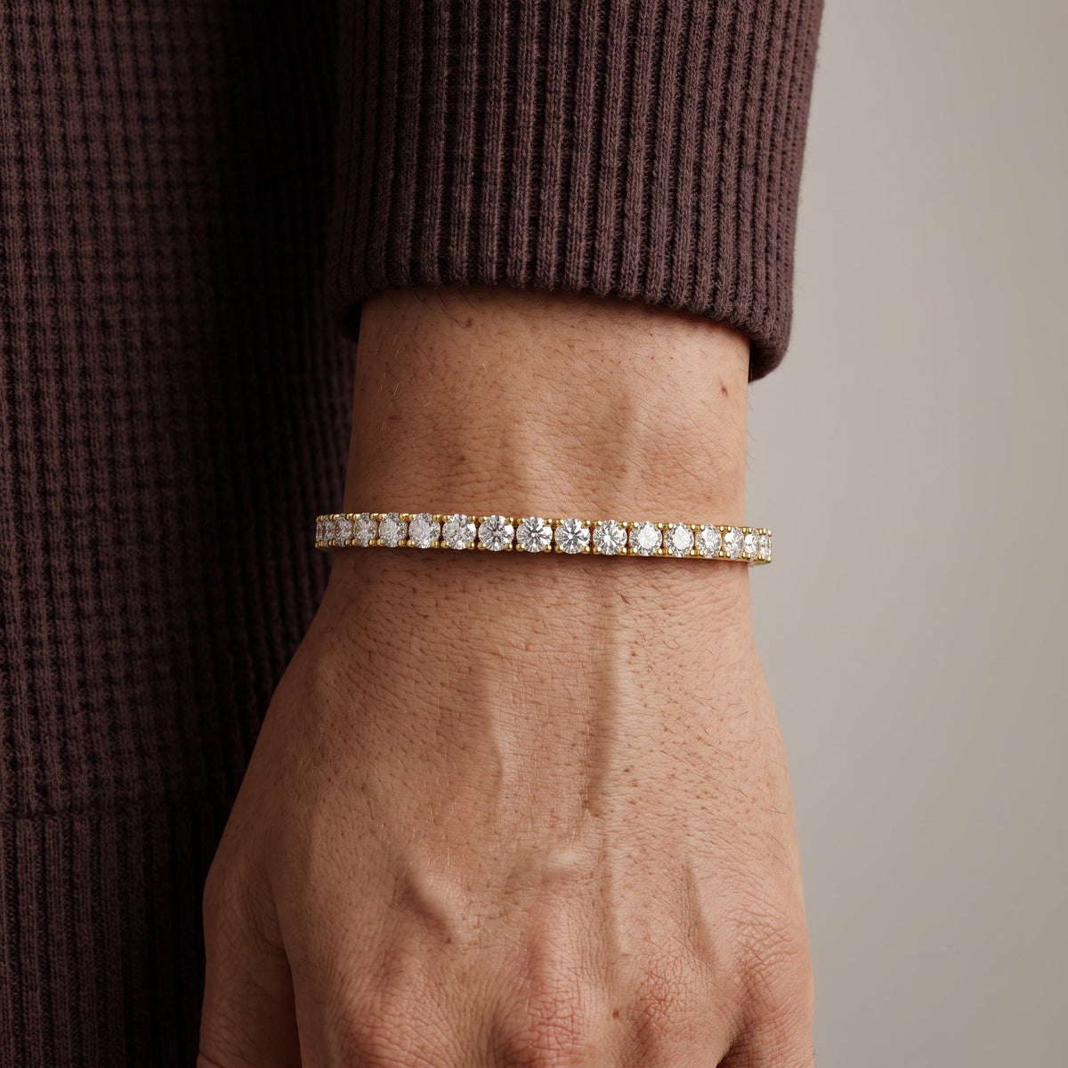 Yellow Gold Round Moissanite Half Tennis Bracelet