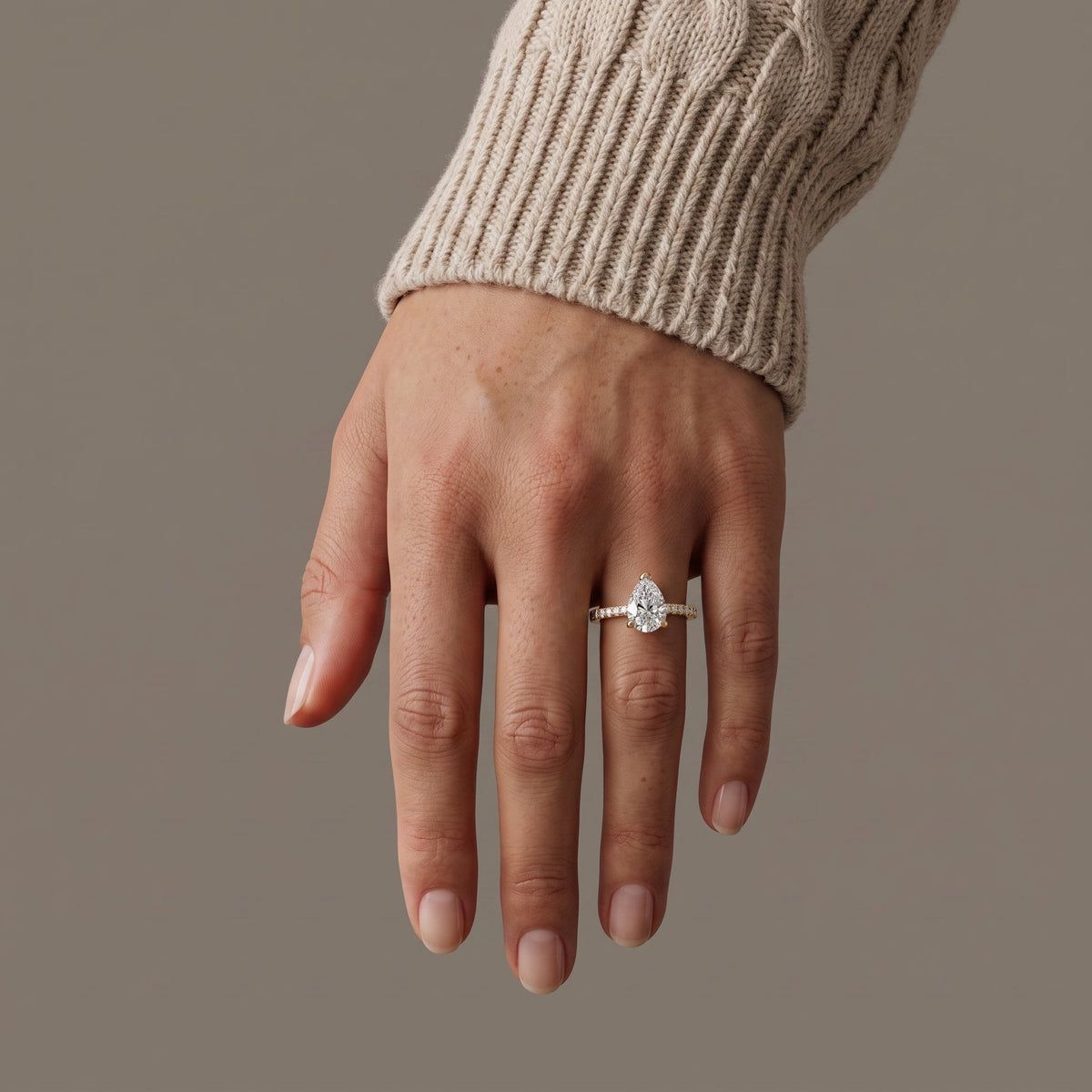 Pear And Round Cut Brilliant Moissanite VVS1 Eternity Engagement Ring