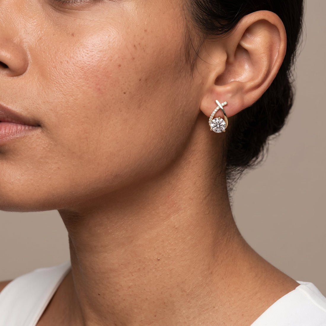 Yellow Gold Round Stud Earrings