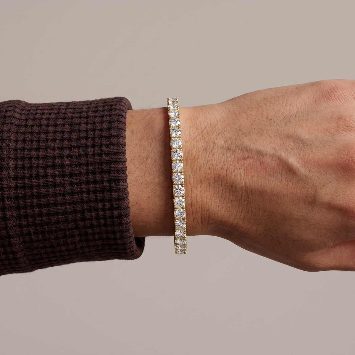 Yellow Gold Round Moissanite Tennis Bracelet