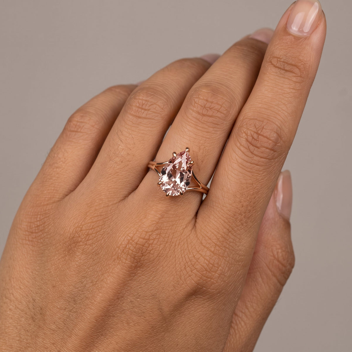 Rose Gold Pear Cut Moissanite Engagement Ring