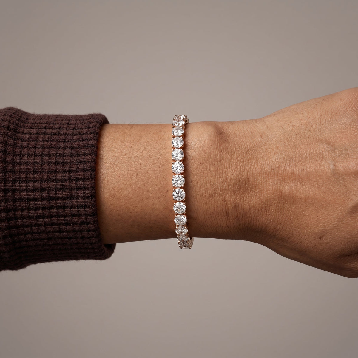 Rose Gold Round Moissanite Tennis Bracelet