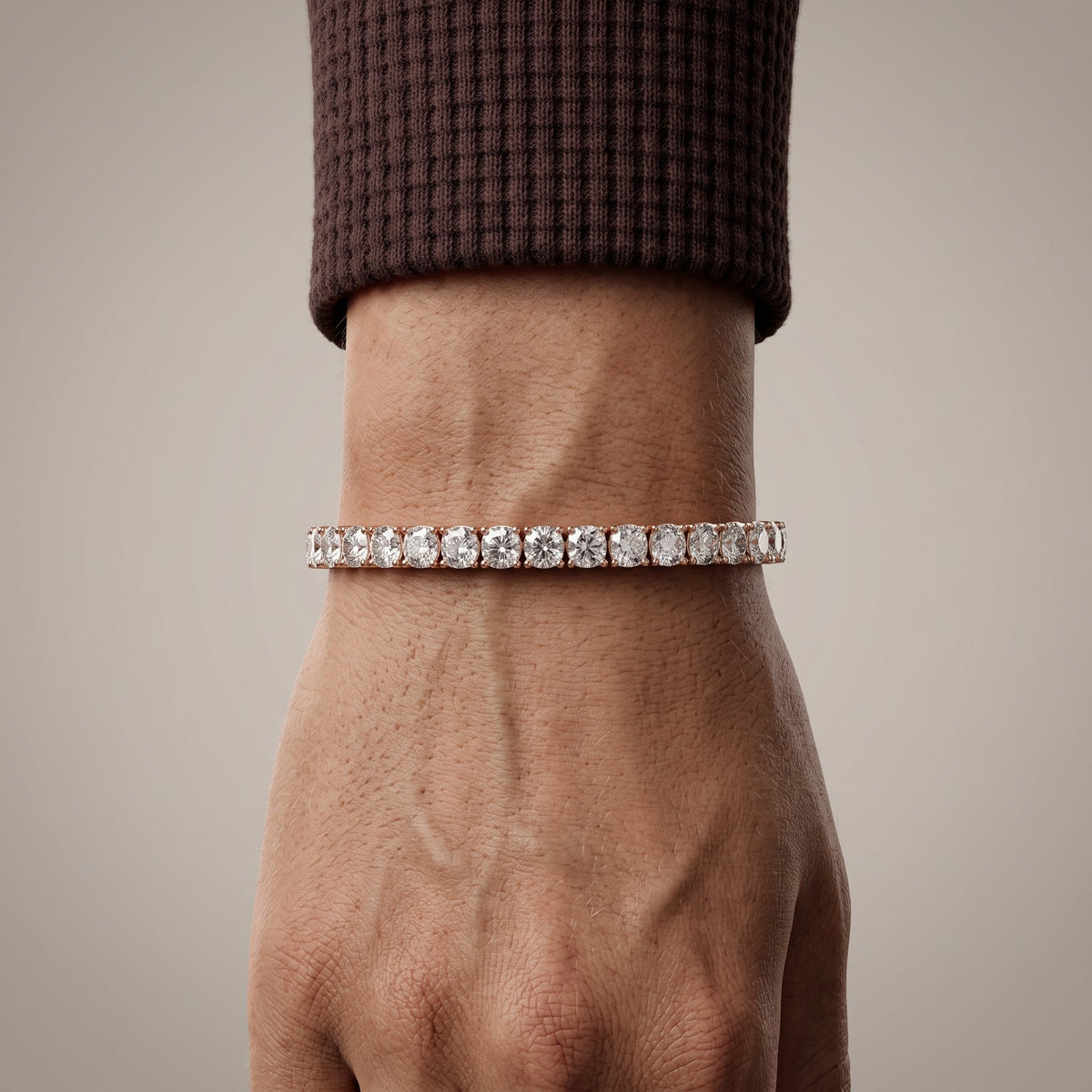 Rose Gold Round Moissanite Tennis Bracelet for Timeless Elegance