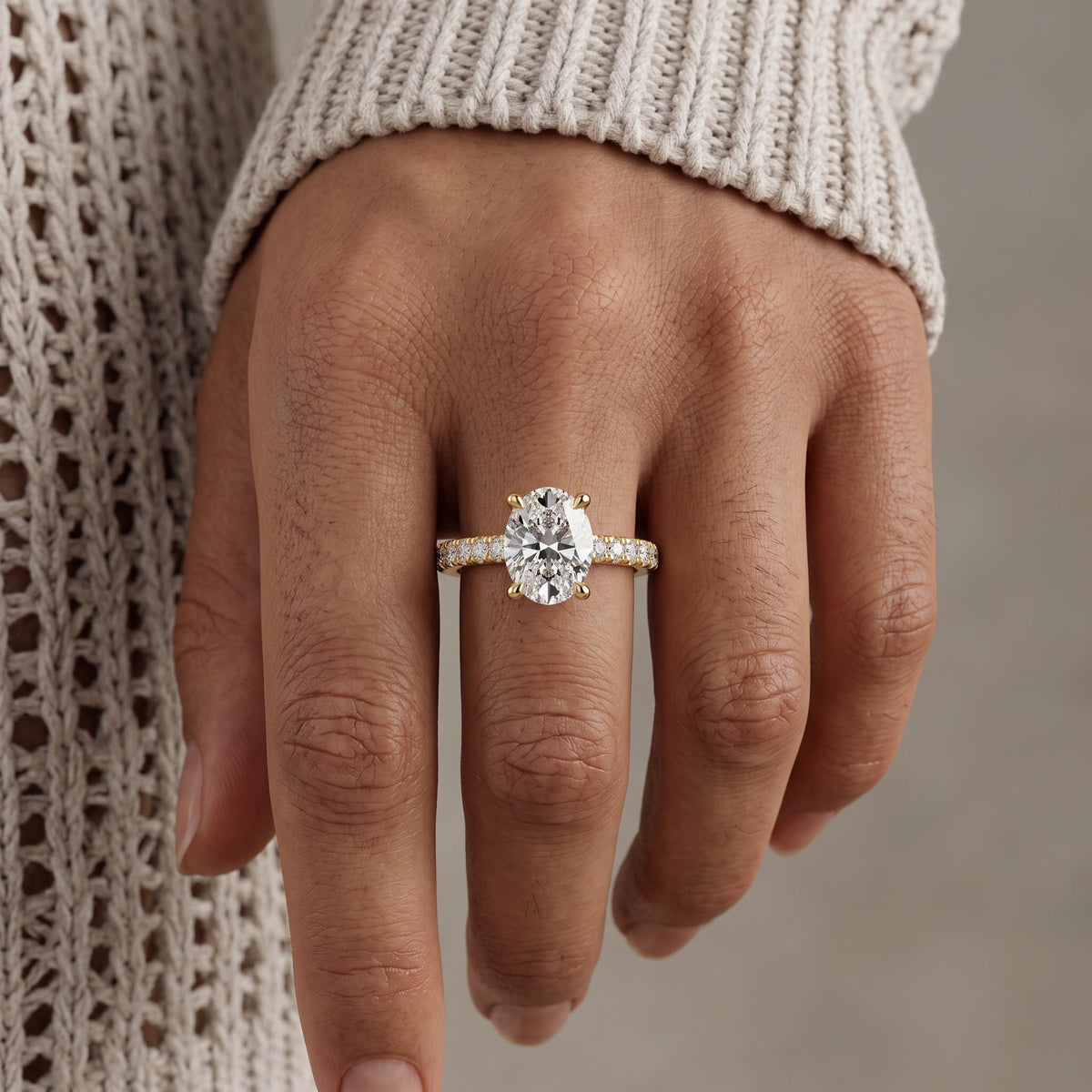 Yellow Gold Oval Moissanite Engagement Ring
