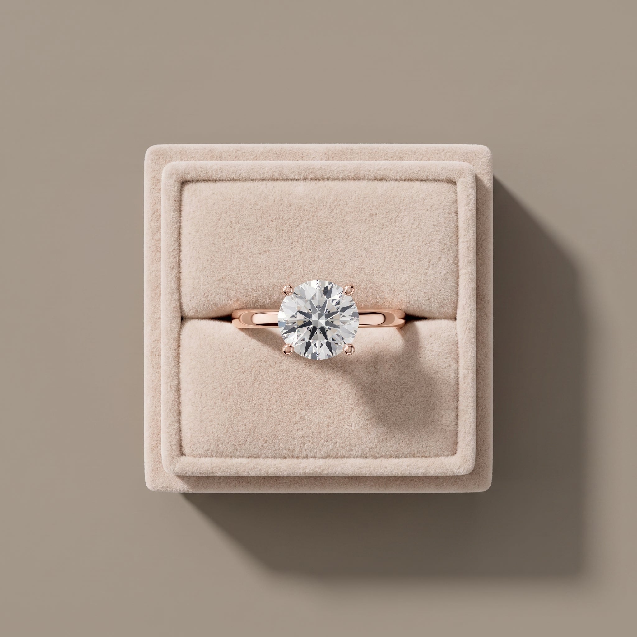 Rose Gold Round Cut Moissanite Solitaire Engagement Ring