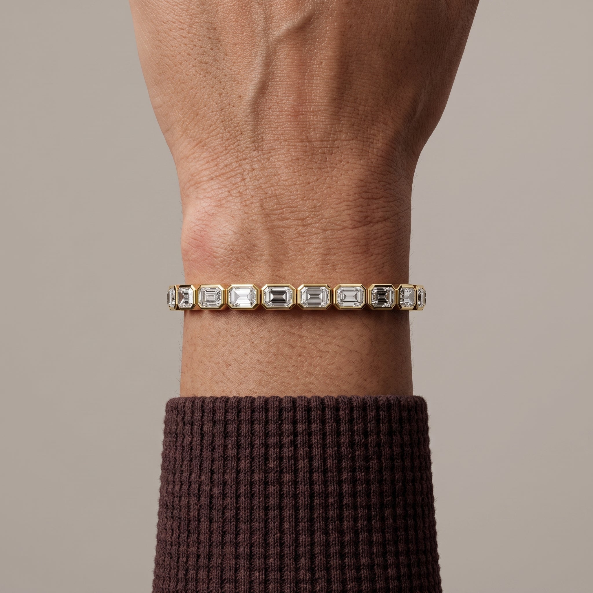 Yellow Gold Emerald Cut Moissanite Tennis Bracelet