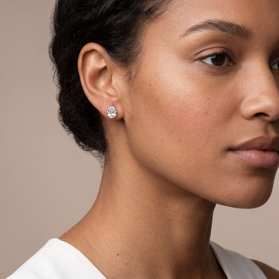 Rose Gold Pear Cut Stud Earrings