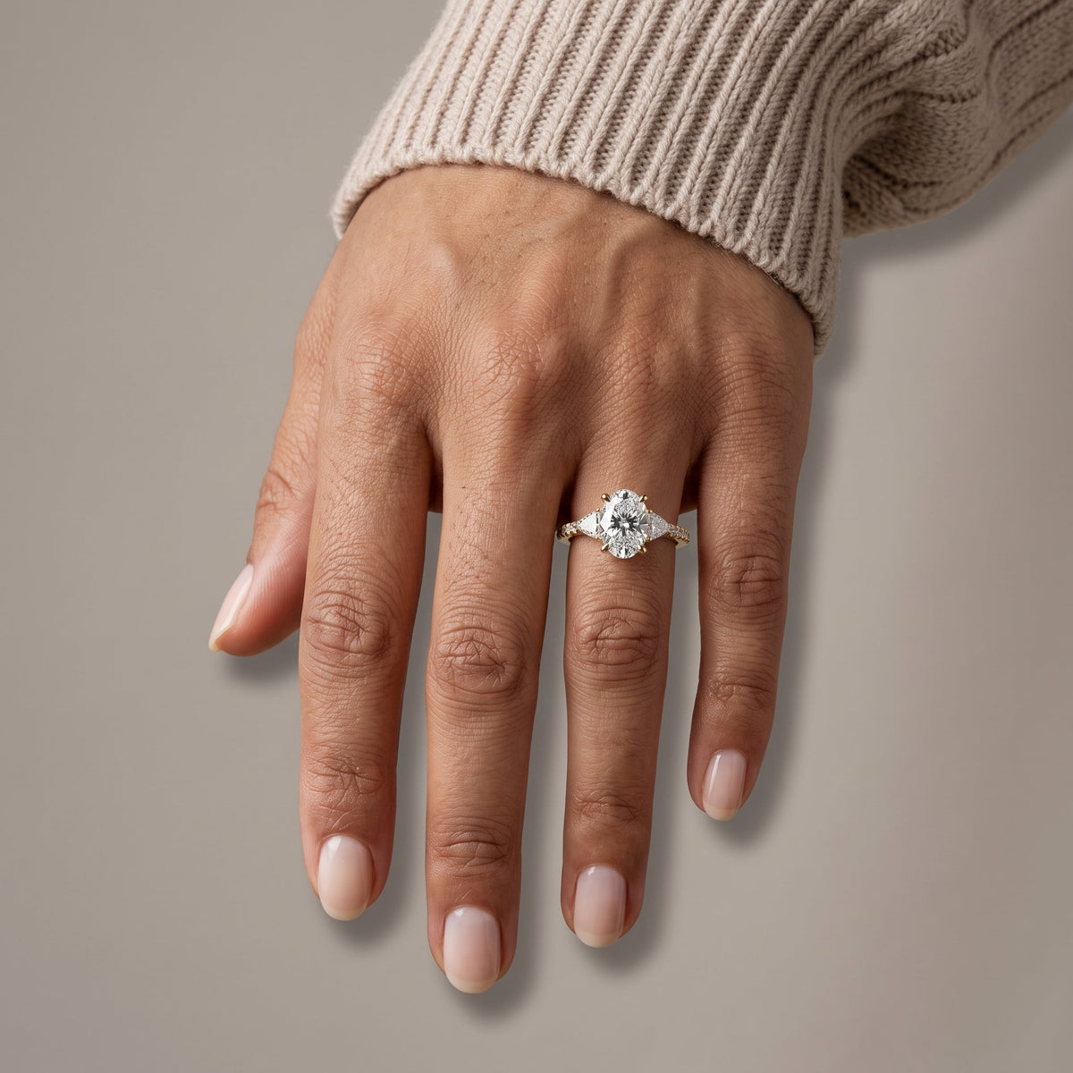 Yellow Gold Oval Cut Moissanite Engagement Ring