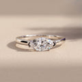 White Metal Marquise Moissanite Solitaire Engagement Ring